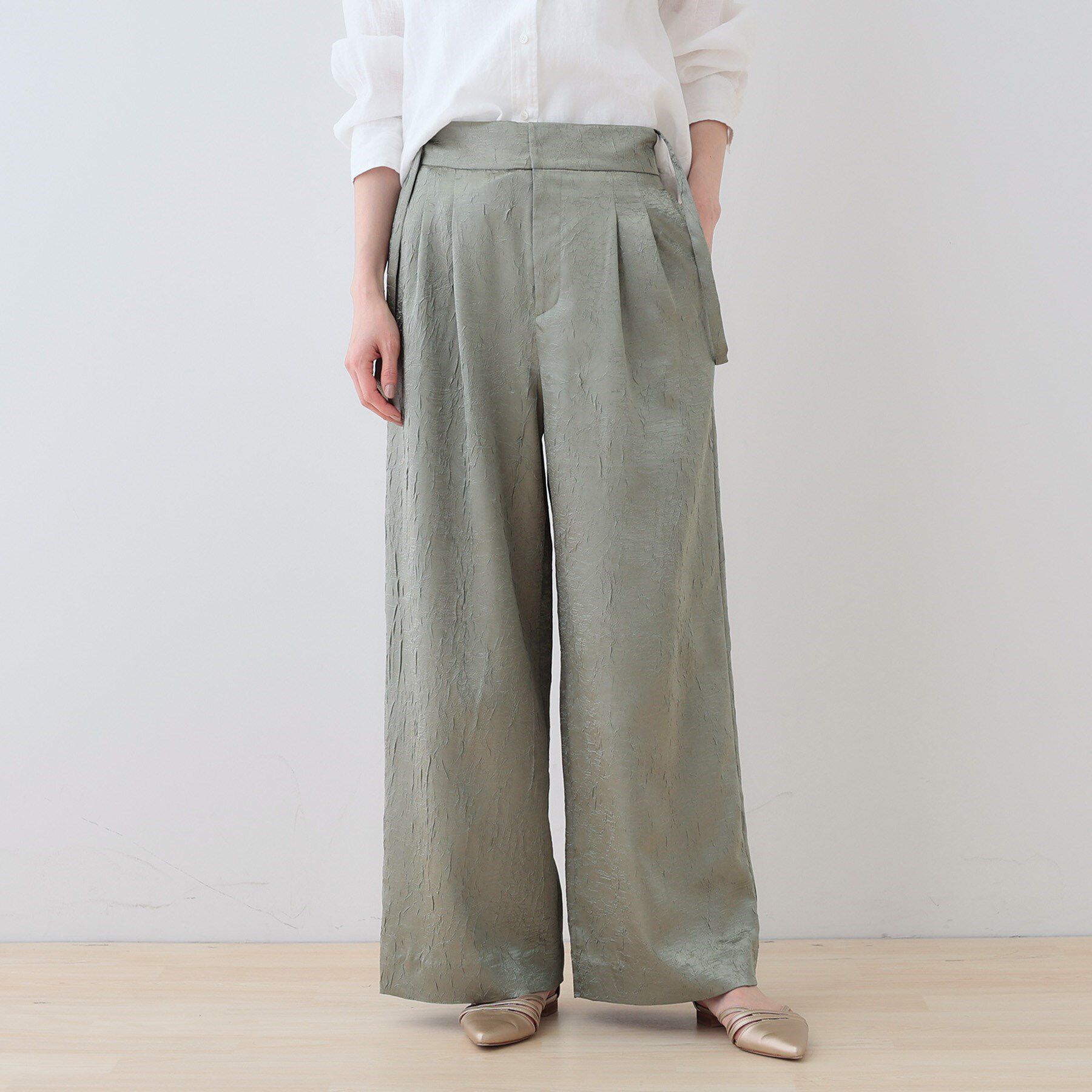 INDIVI「【サスペンダー付き】2WAYクラッシュサテンパンツ」|その他|