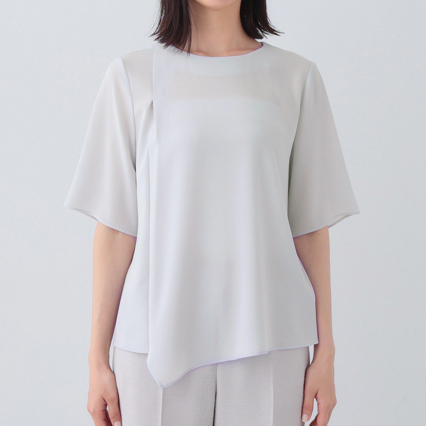 INDIVI「【日本製／トリアセテート混】アシメラインブラウス」|シャツ・ブラウス|