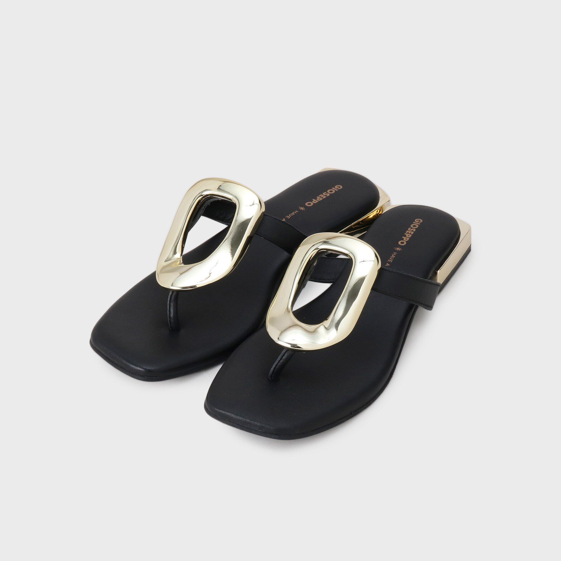 GALLEST「【GIOSEPPO】ブラックレザーサンダル」|サンダル|