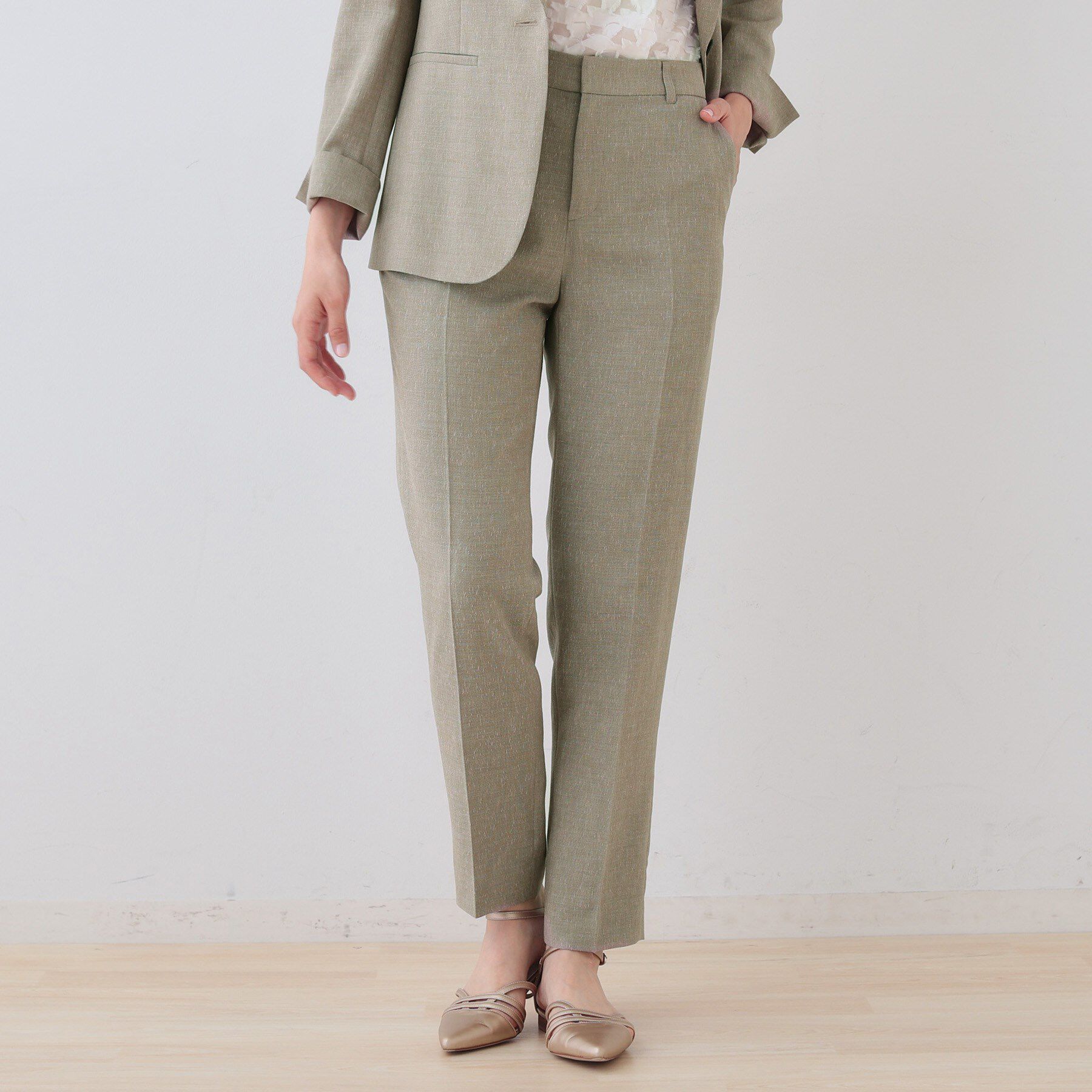 INDIVI「【日本製】リネンライクテーパードパンツ」|その他|キャメルブラウン(4