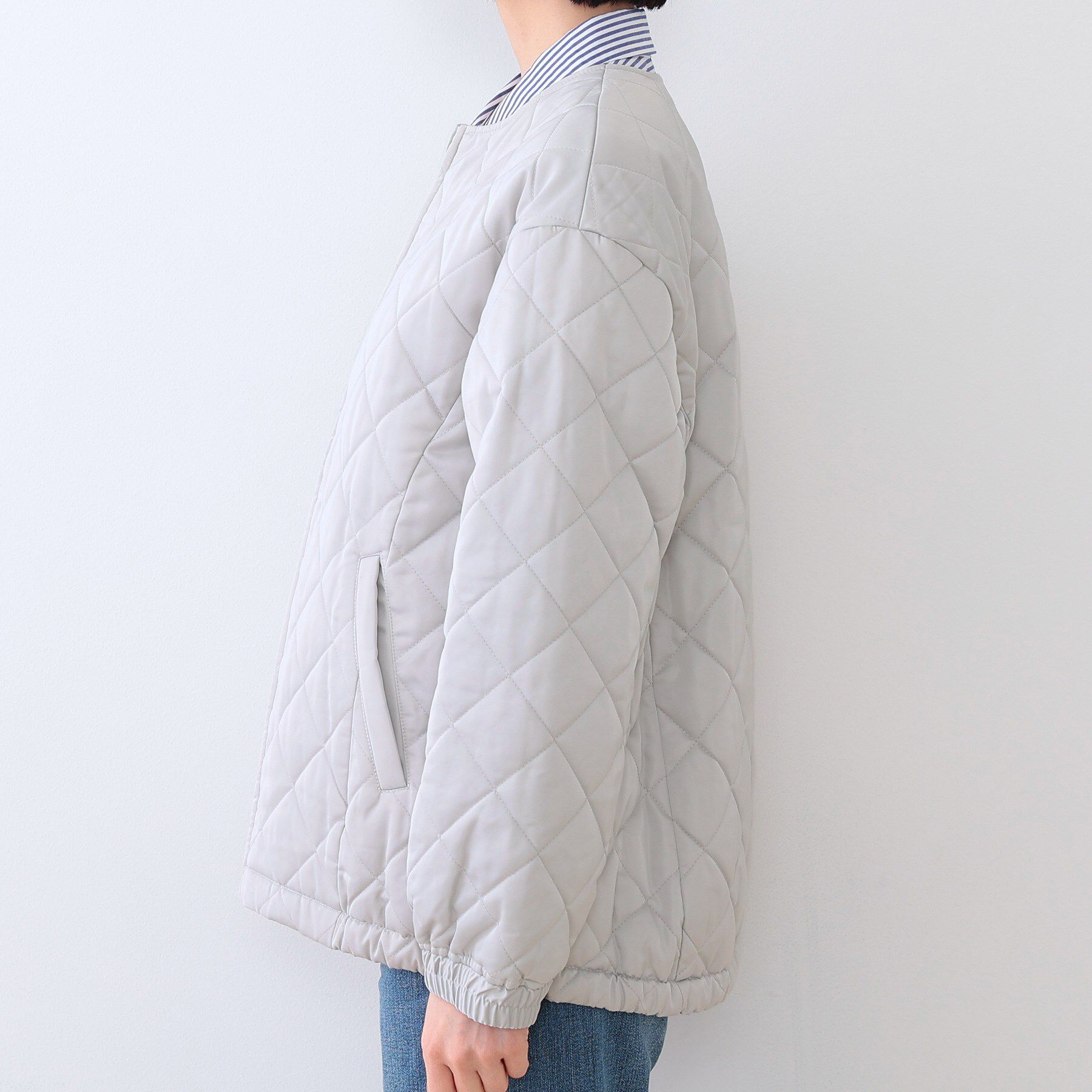 INDIVI「キルティングコート」|ノーカラーコート|