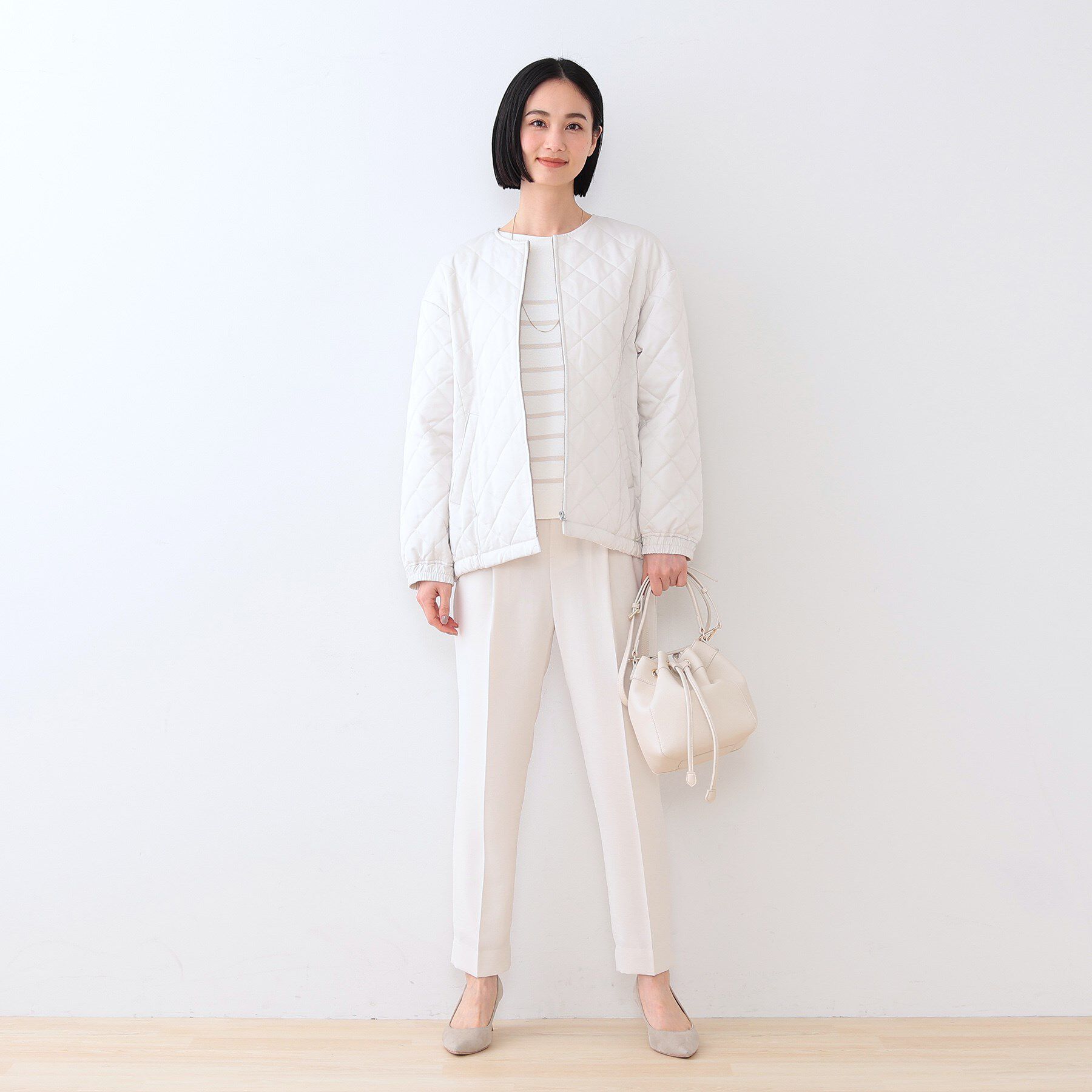 INDIVI「キルティングコート」|ノーカラーコート|