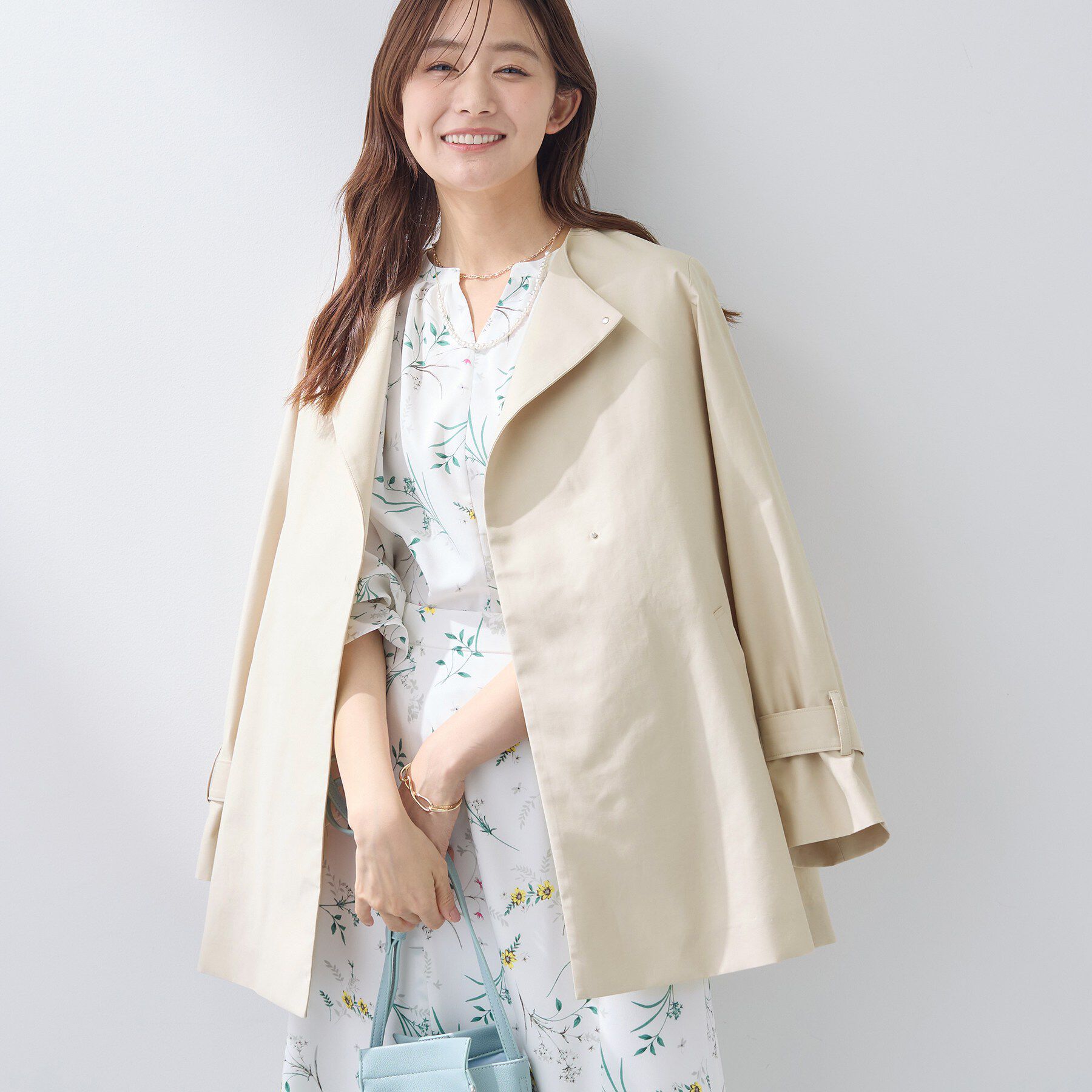 INDIVI「【撥水/軽量】ミドル丈 ミニマルトレンチコート」|トレンチコート|ライトベージュ(05