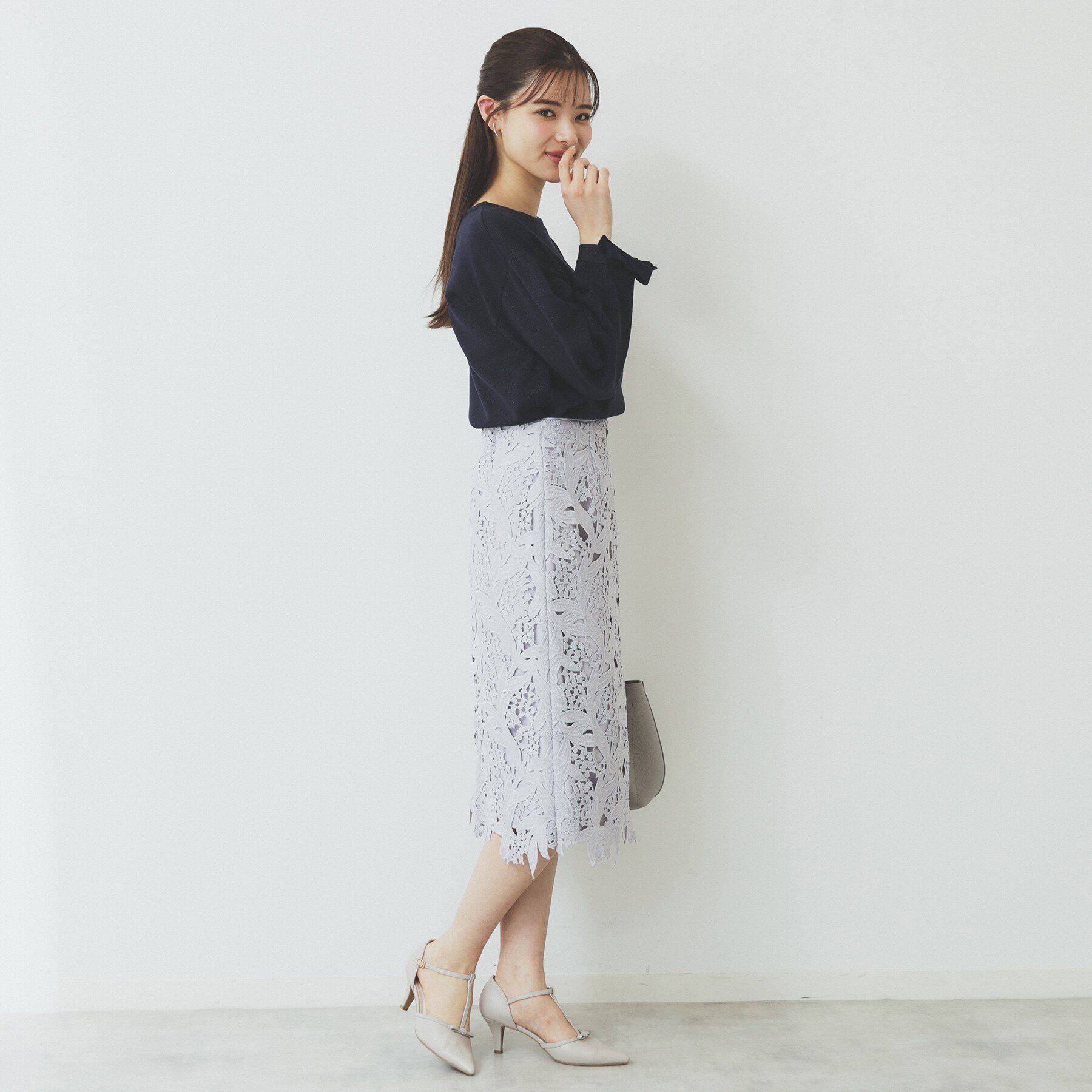 index「ラメリボンスリーブ二ット【洗濯機洗い可/抗ピル】」|ニット・セーター|