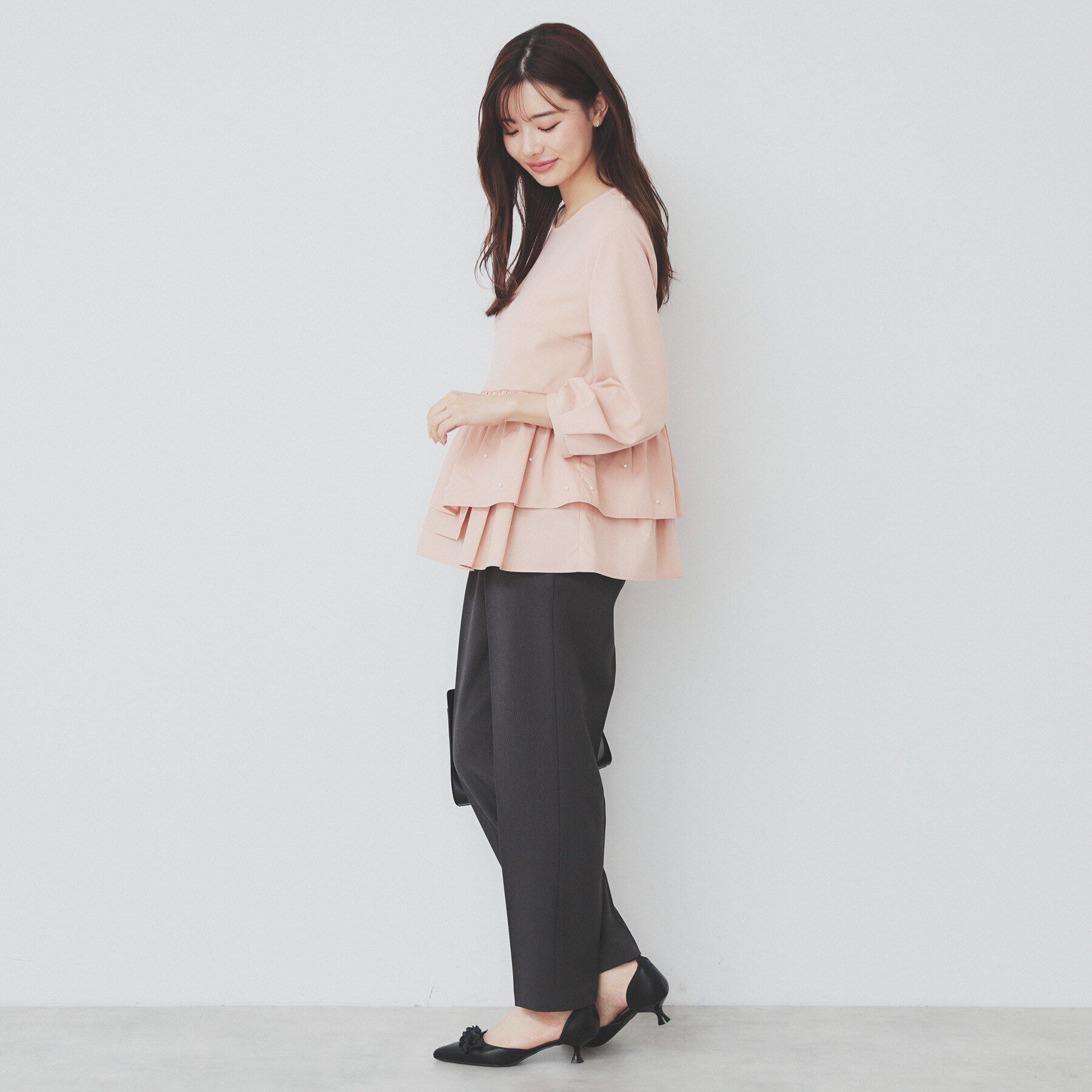 index「カットジョーゼットドッキングペプラムトップス【洗濯機可】」|Tシャツ・カットソー|