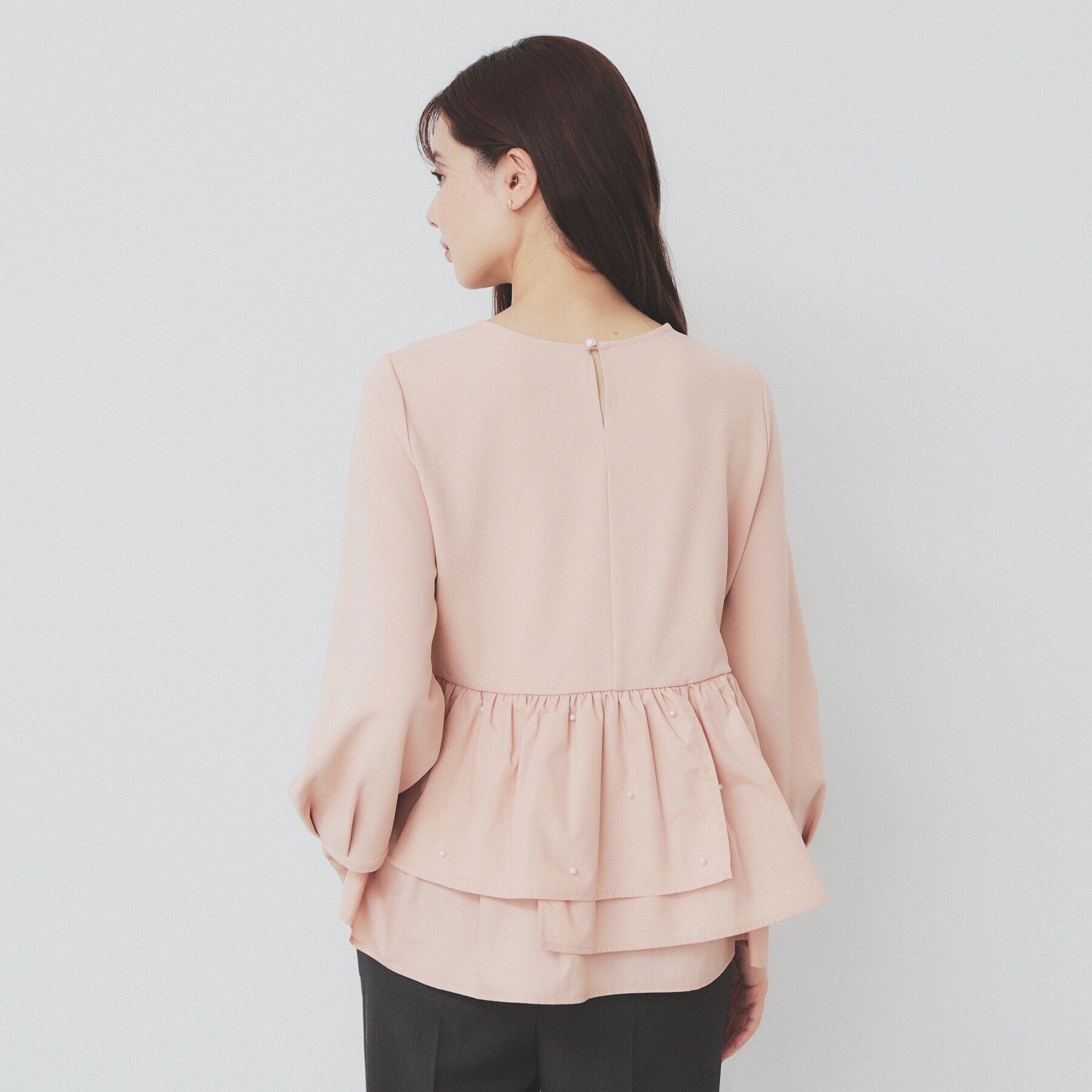 index「カットジョーゼットドッキングペプラムトップス【洗濯機可】」|Tシャツ・カットソー|