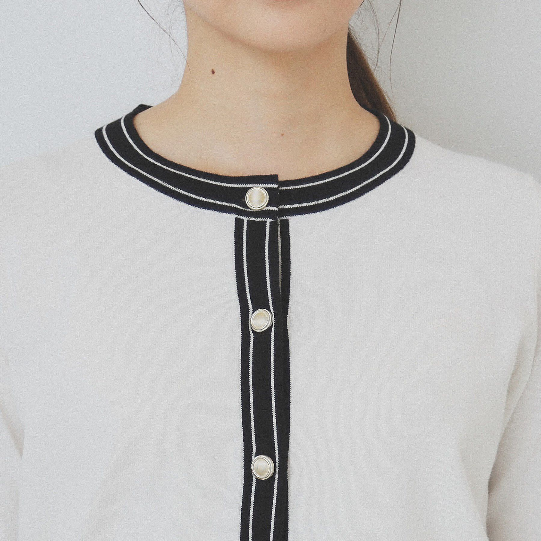 index「バイカラークルーネックカーディガン/オーガニックコットン混【UV/洗濯機洗い可】」|カーディガン|