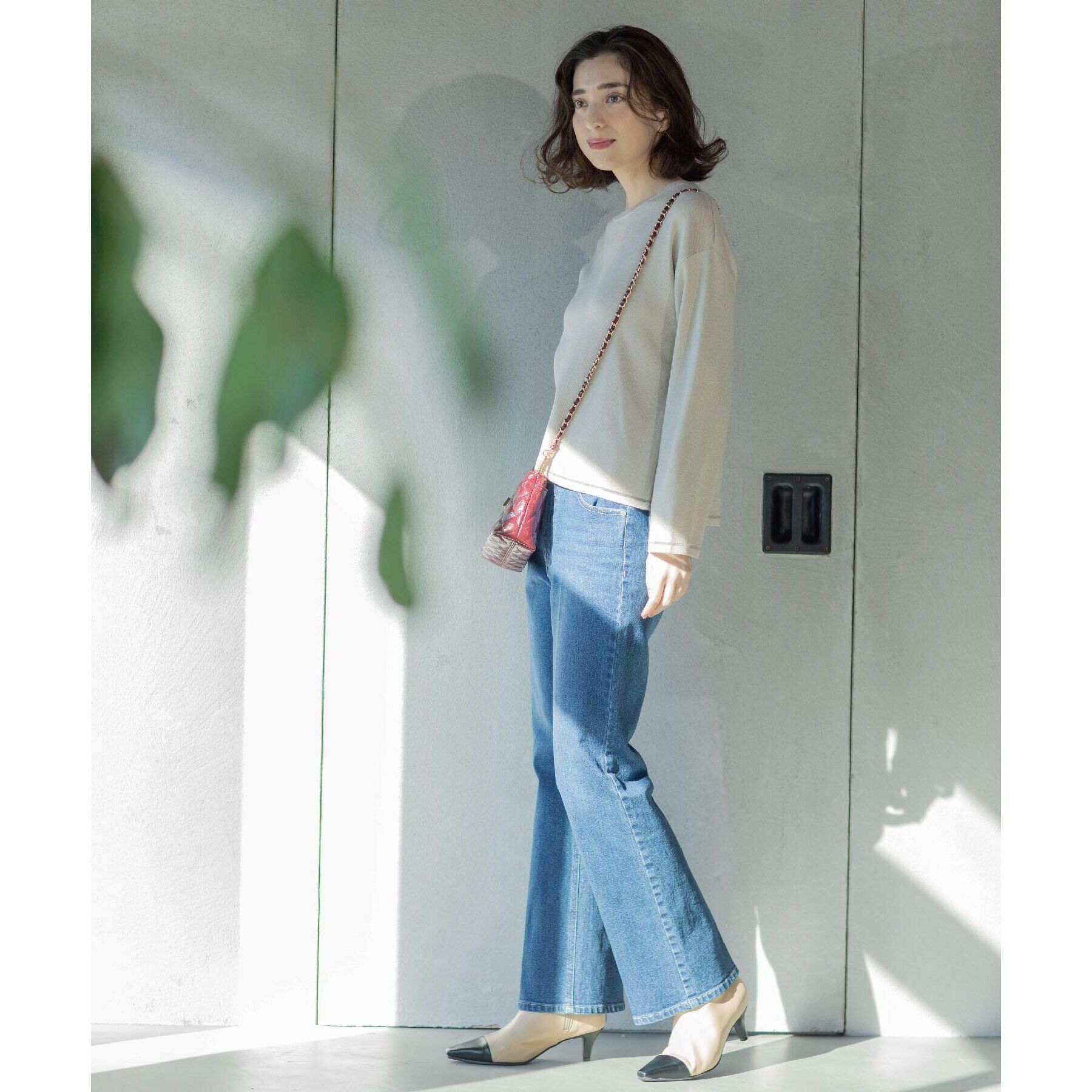 OPAQUE.CLIP「《SS-LLサイズ》ストレッチセミフレアデニム【洗濯機洗い可】」|デニム|