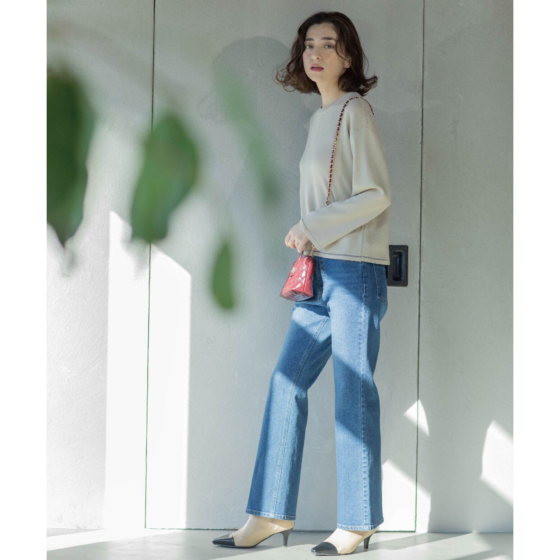 OPAQUE.CLIP「《SS-LLサイズ》ストレッチセミフレアデニム【洗濯機洗い可】」|デニム|