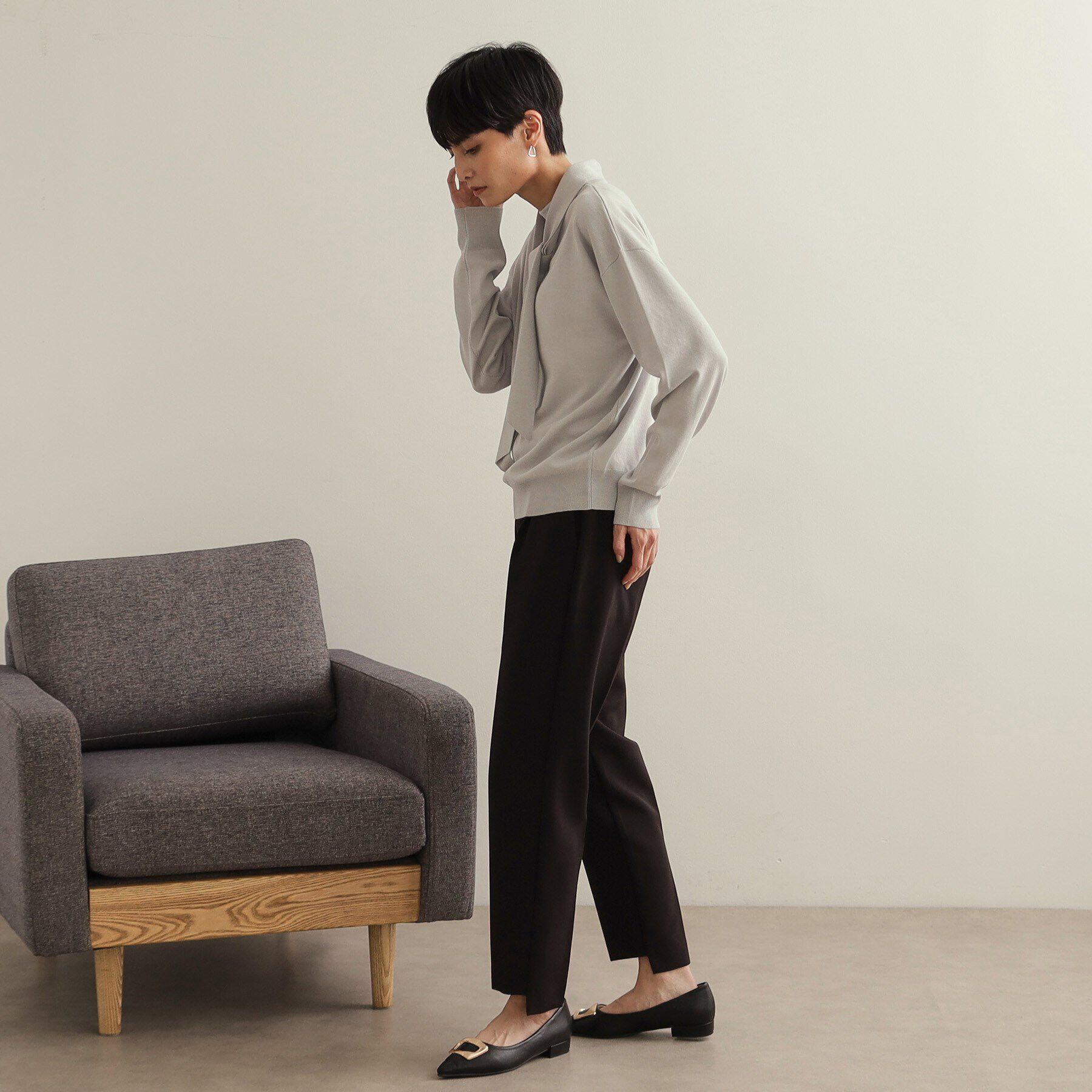 OPAQUE.CLIP「ボウタイニット【洗濯洗い可/抗ピル】」|ニット・セーター|