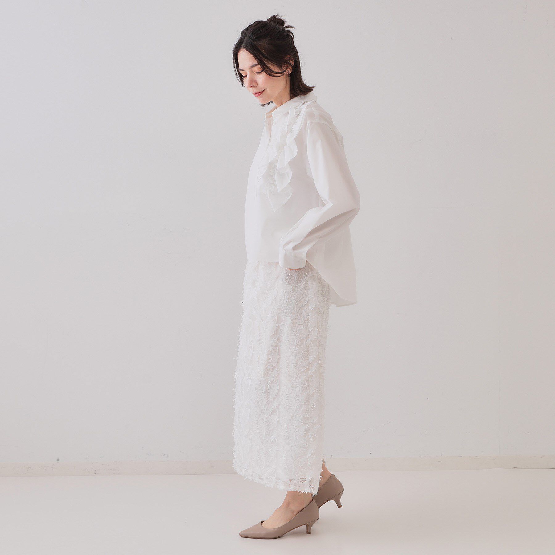 OPAQUE.CLIP「《andGIRL掲載》立体モチーフレースタイトスカート【洗濯機洗い可】」|スカート|