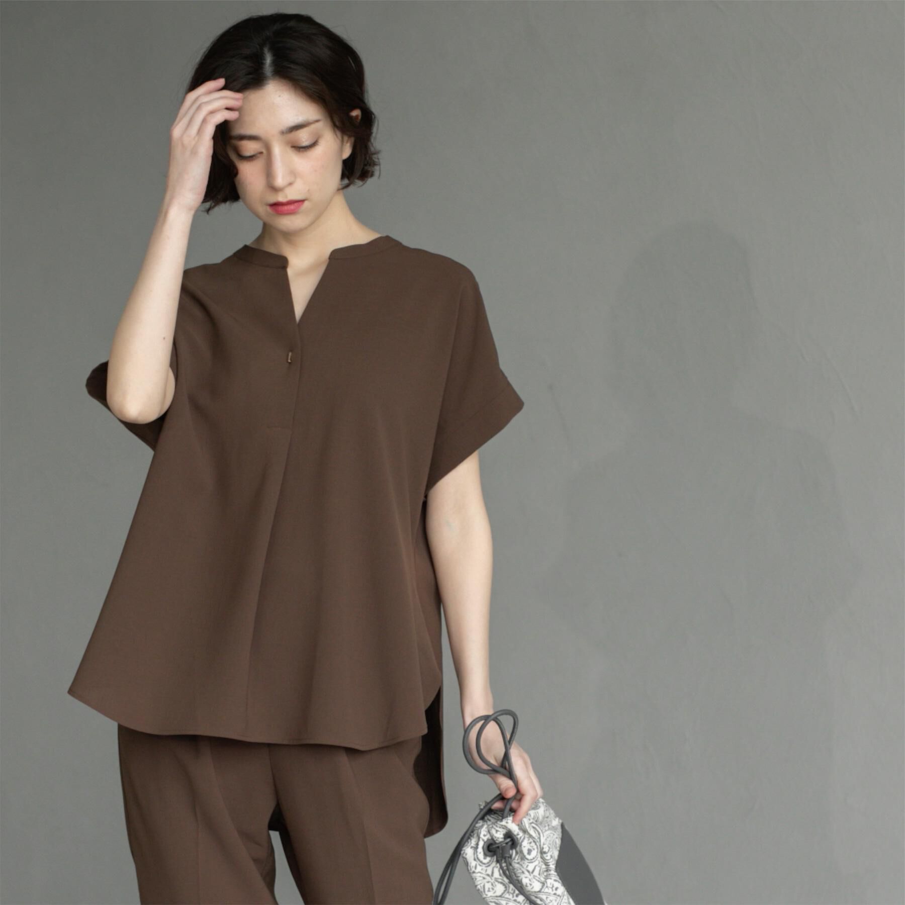 OPAQUE.CLIP「《7色展開/SS-LLサイズ》ストレッチスキッパーブラウス/セットアップ対応【洗濯機洗い可/防シワ】」|シャツ・ブラウス|