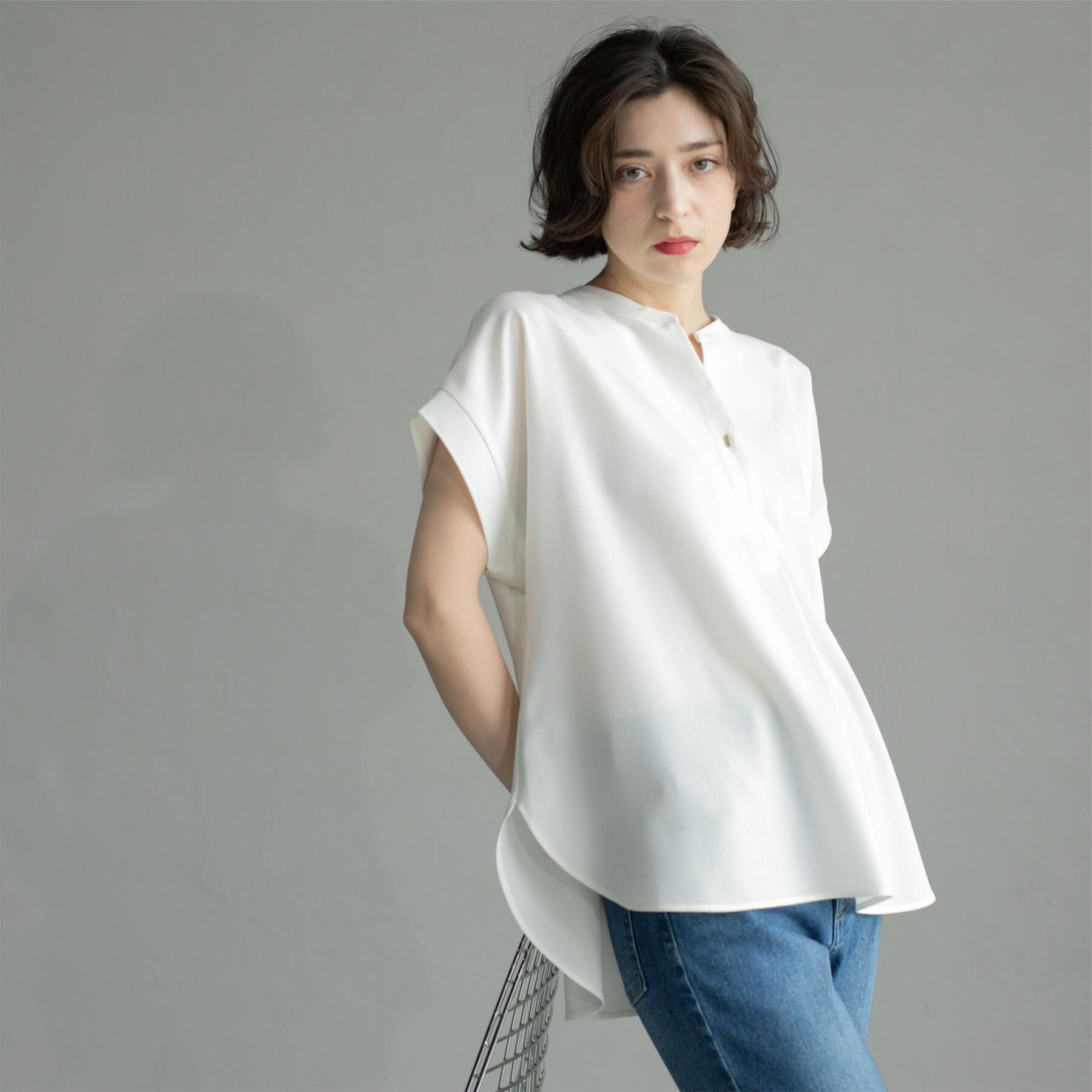 OPAQUE.CLIP「《7色展開/SS-LLサイズ》ストレッチスキッパーブラウス/セットアップ対応【洗濯機洗い可/防シワ】」|シャツ・ブラウス|