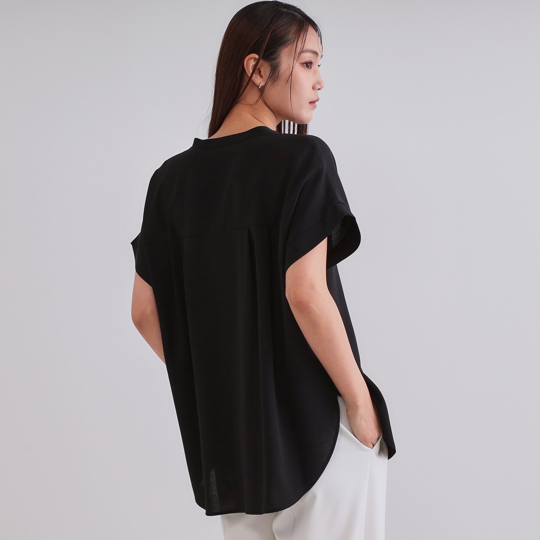 OPAQUE.CLIP「《7色展開/SS-LLサイズ》ストレッチスキッパーブラウス/セットアップ対応【洗濯機洗い可/防シワ】」|シャツ・ブラウス|