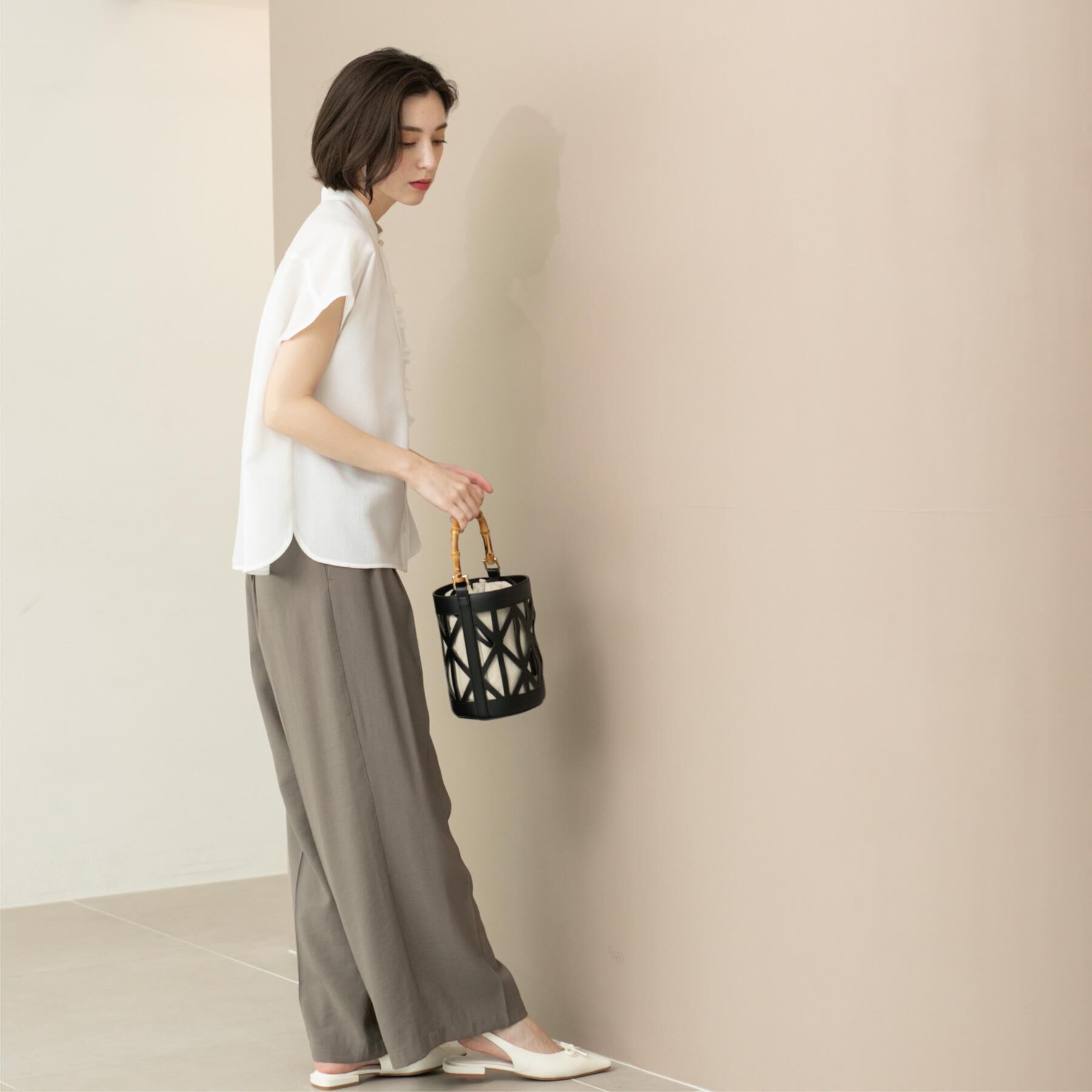 OPAQUE.CLIP「リネンライクフロントフリルブラウス【洗濯機洗い可/吸水速乾/接触冷感】」|シャツ・ブラウス|