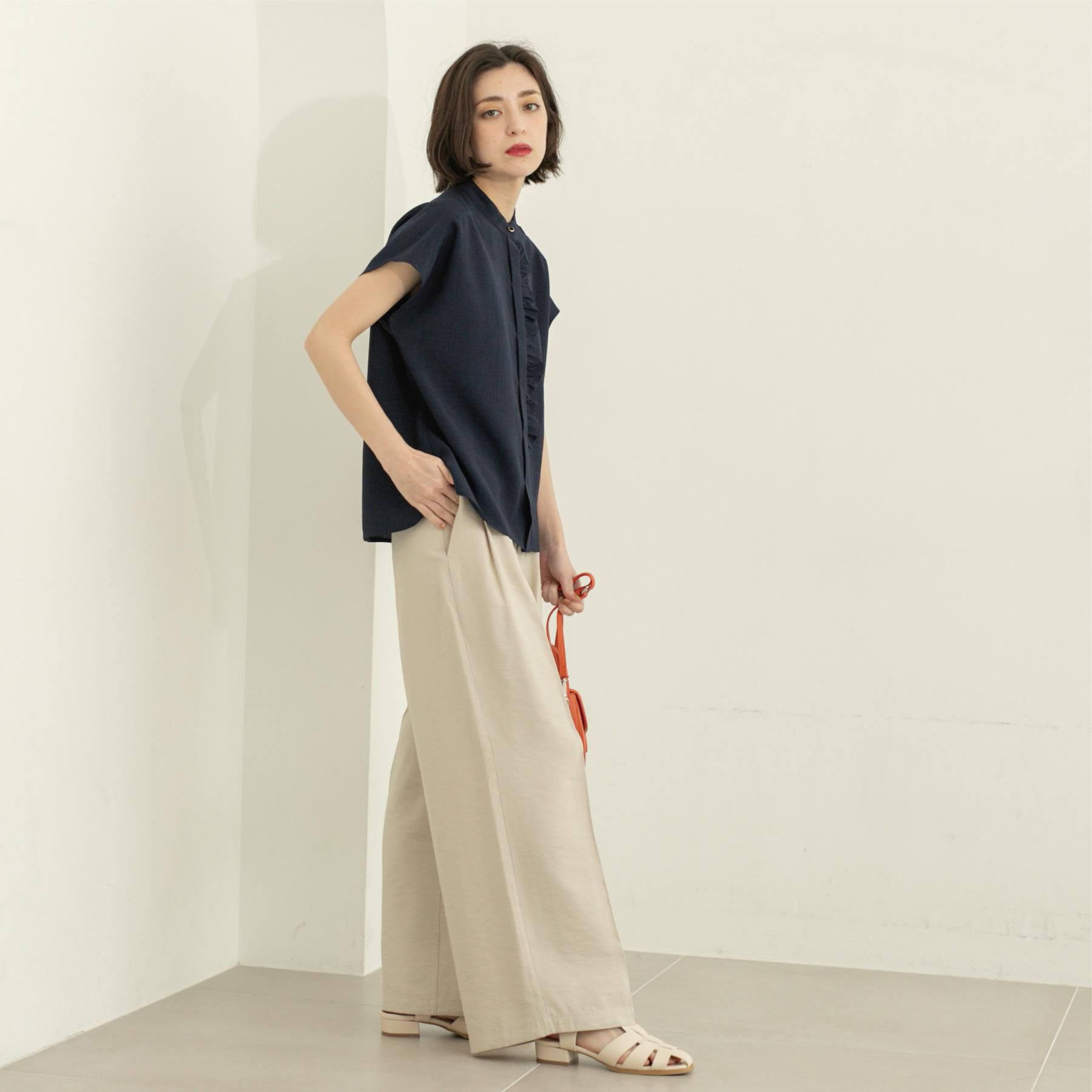 OPAQUE.CLIP「リネンライクフロントフリルブラウス【洗濯機洗い可/吸水速乾/接触冷感】」|シャツ・ブラウス|