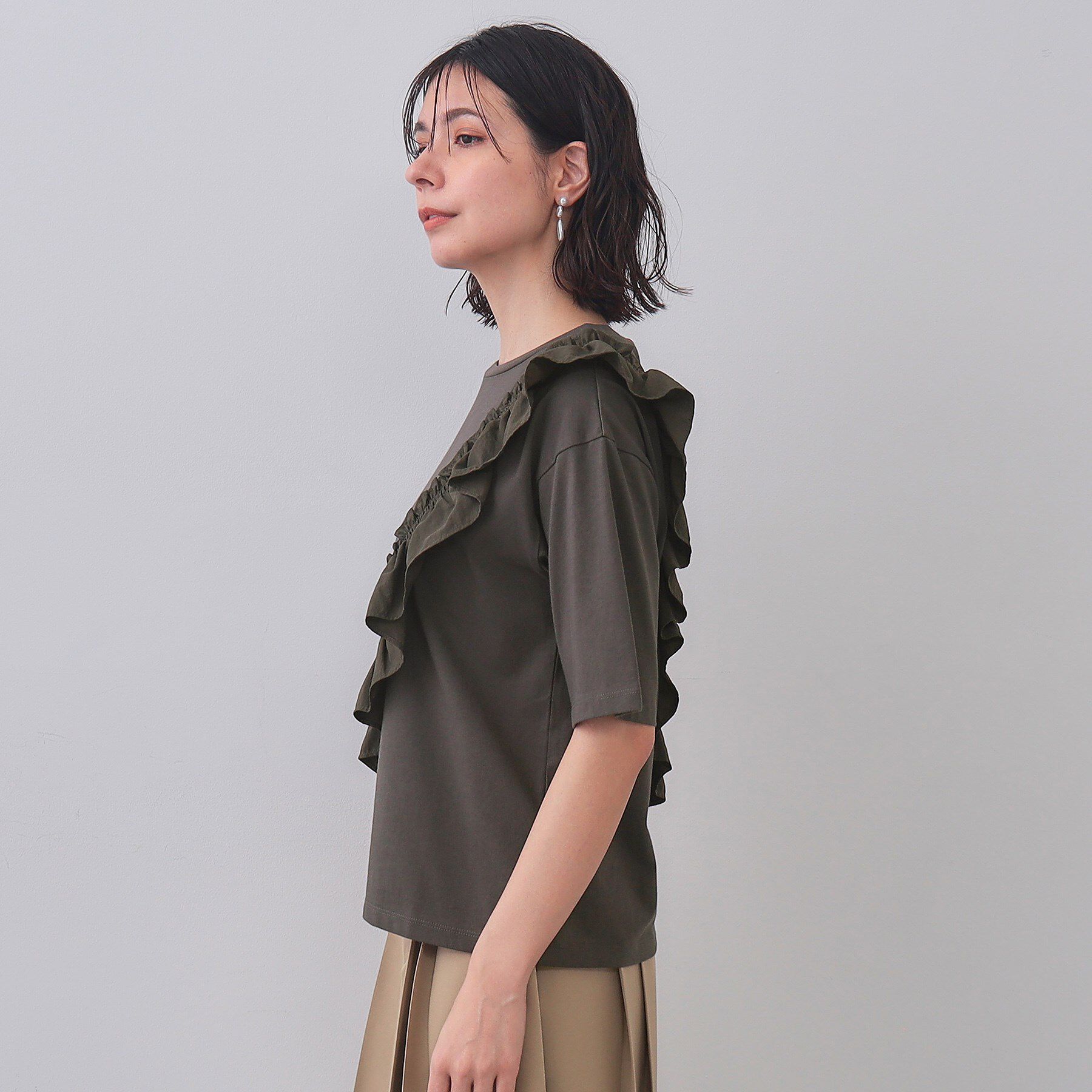 OPAQUE.CLIP「フリルドッキングカットソー【洗濯機洗い可】」|Tシャツ・カットソー|