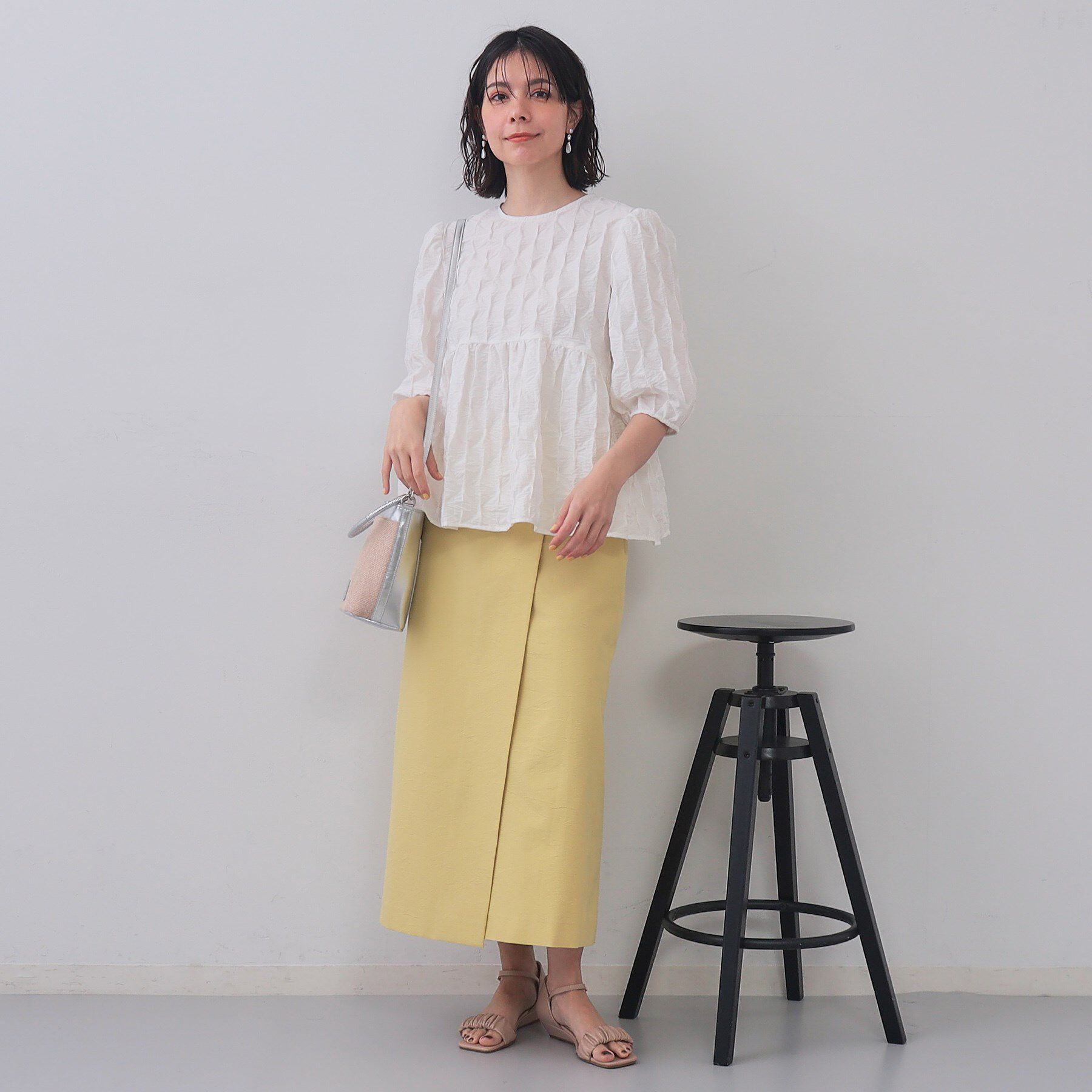 OPAQUE.CLIP「ラップ風ナロースカート【洗濯機洗い可】」|スカート|