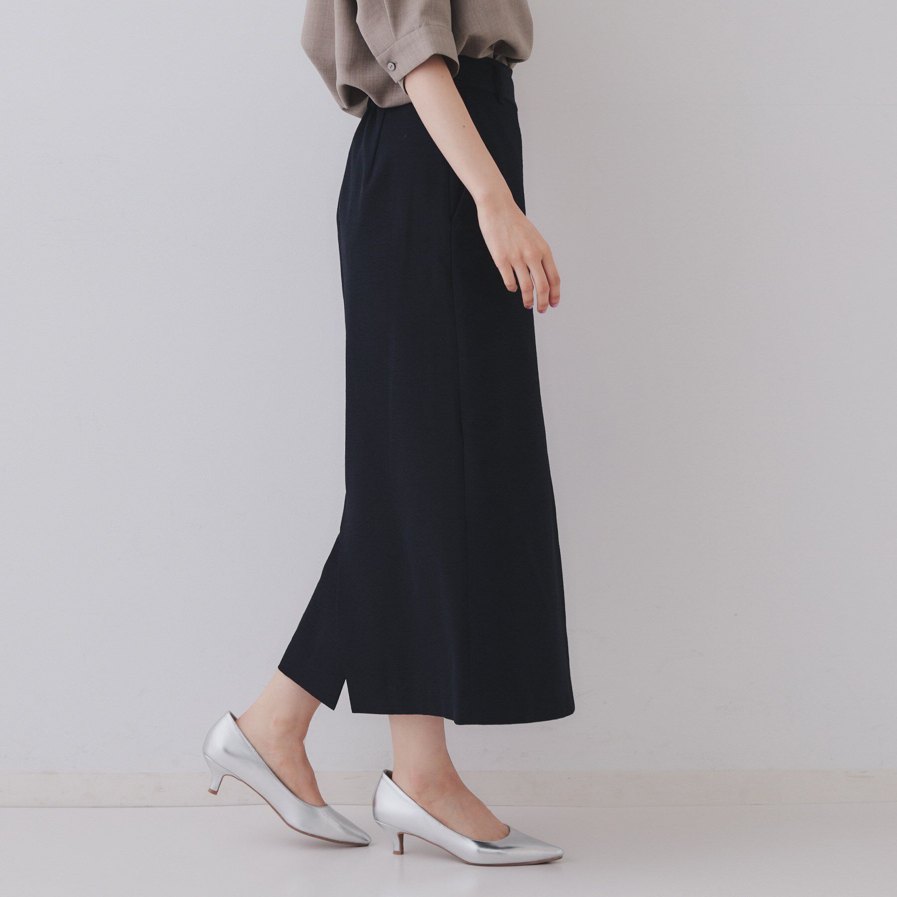 OPAQUE.CLIP「ラップ風ナロースカート【洗濯機洗い可】」|スカート|