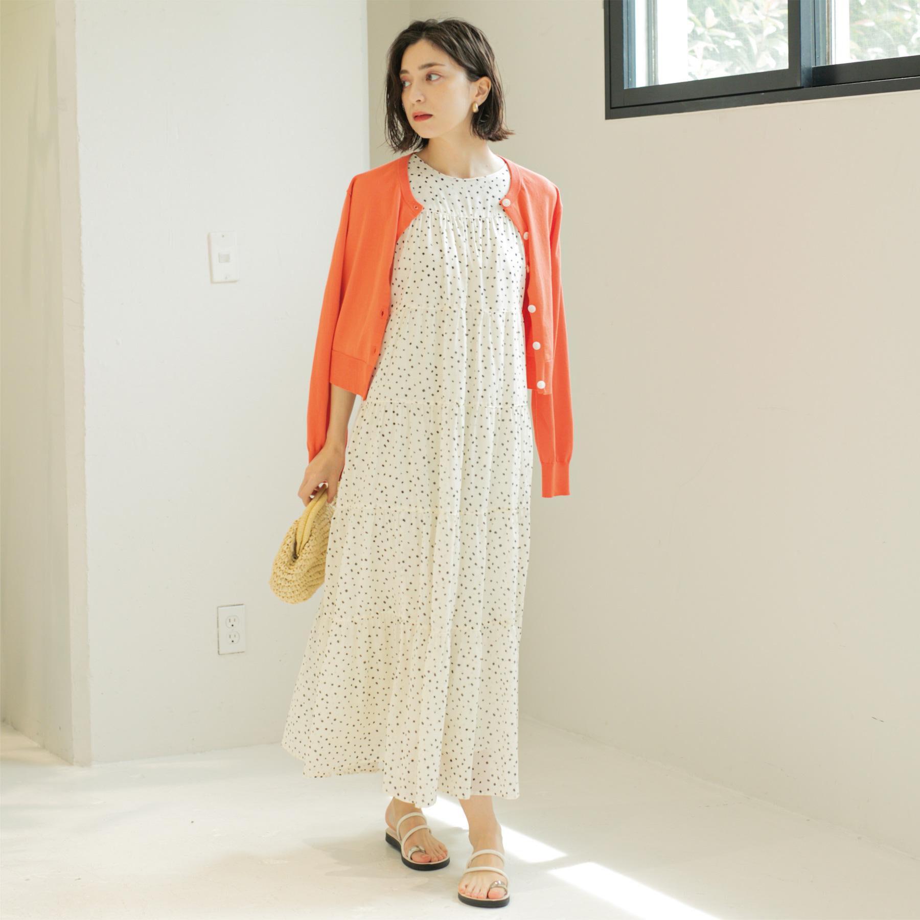 OPAQUE.CLIP「《Can Cam掲載》ティアードマキシドレス/オーガニックコットン混【洗濯機洗い可】」|ワンピース|