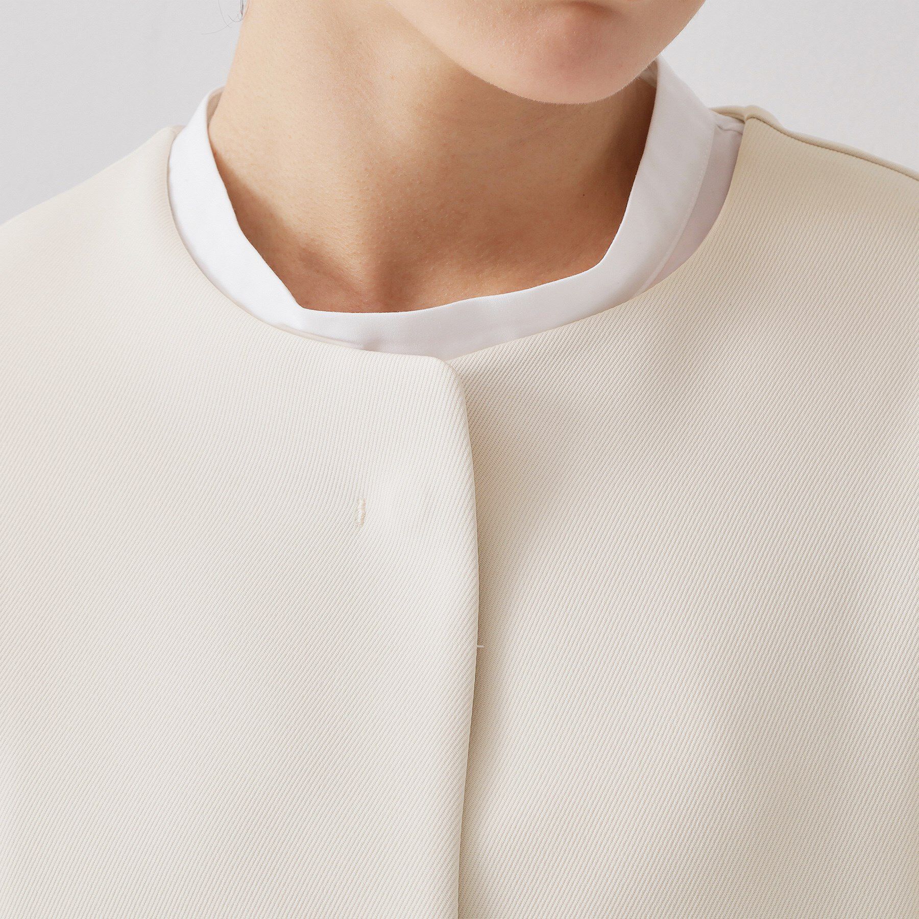 OPAQUE.CLIP「フレアスリーブミドルコート【洗濯機OK】」|ノーカラーコート|