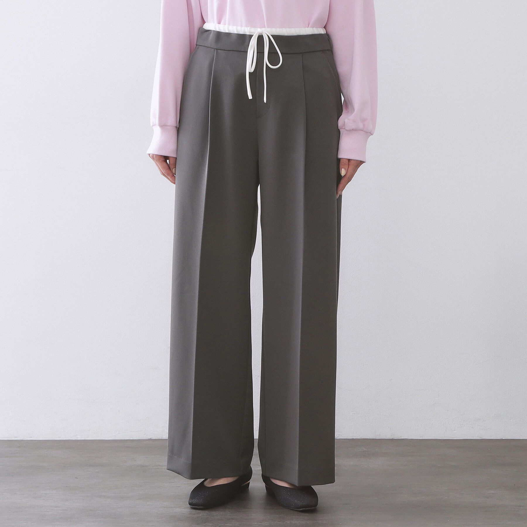 OPAQUE.CLIP「サテンレイヤード風ワイドパンツ【洗濯機OK】」|その他|