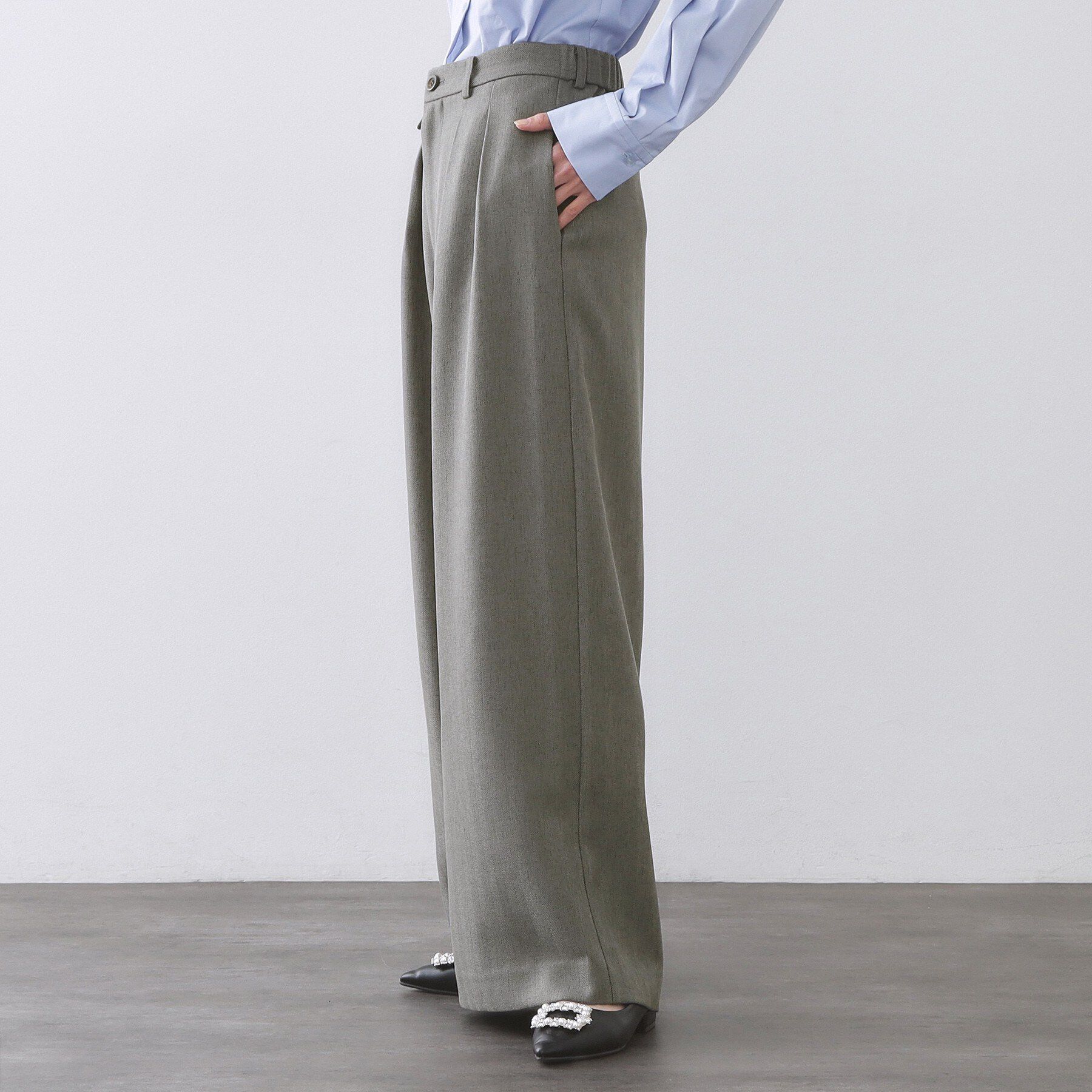 OPAQUE.CLIP「ヘリンボーンタックワイドパンツ【洗濯機OK】」|その他|