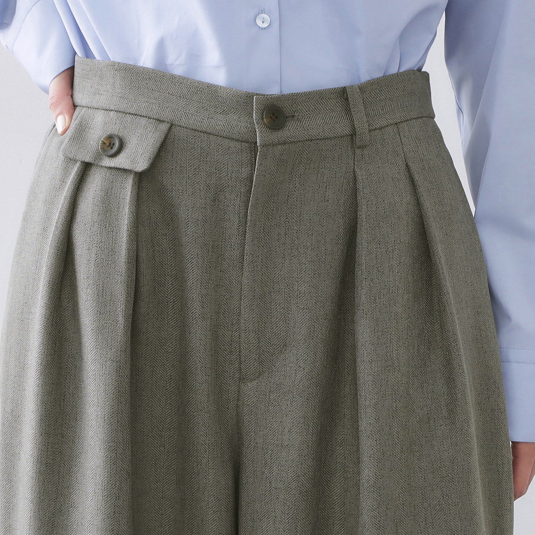 OPAQUE.CLIP「ヘリンボーンタックワイドパンツ【洗濯機OK】」|その他|