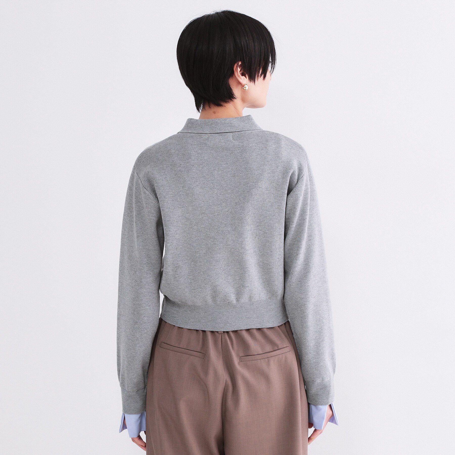 OPAQUE.CLIP「ポロ衿シャツドッキングニット【洗濯機OK】」|カーディガン|