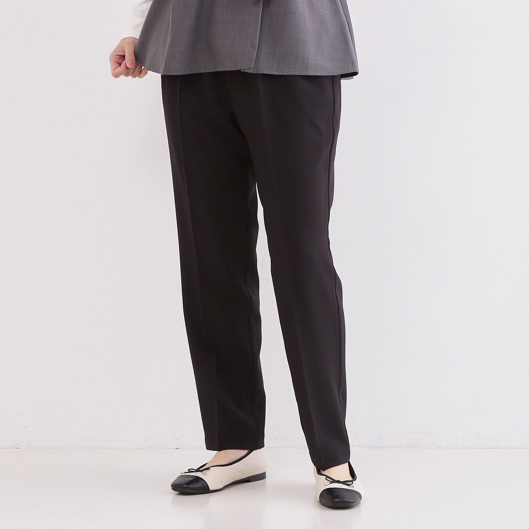 OPAQUE.CLIP「美脚ストレッチイージーテーパードパンツ【洗濯機OK】」|その他|ブラック(019)