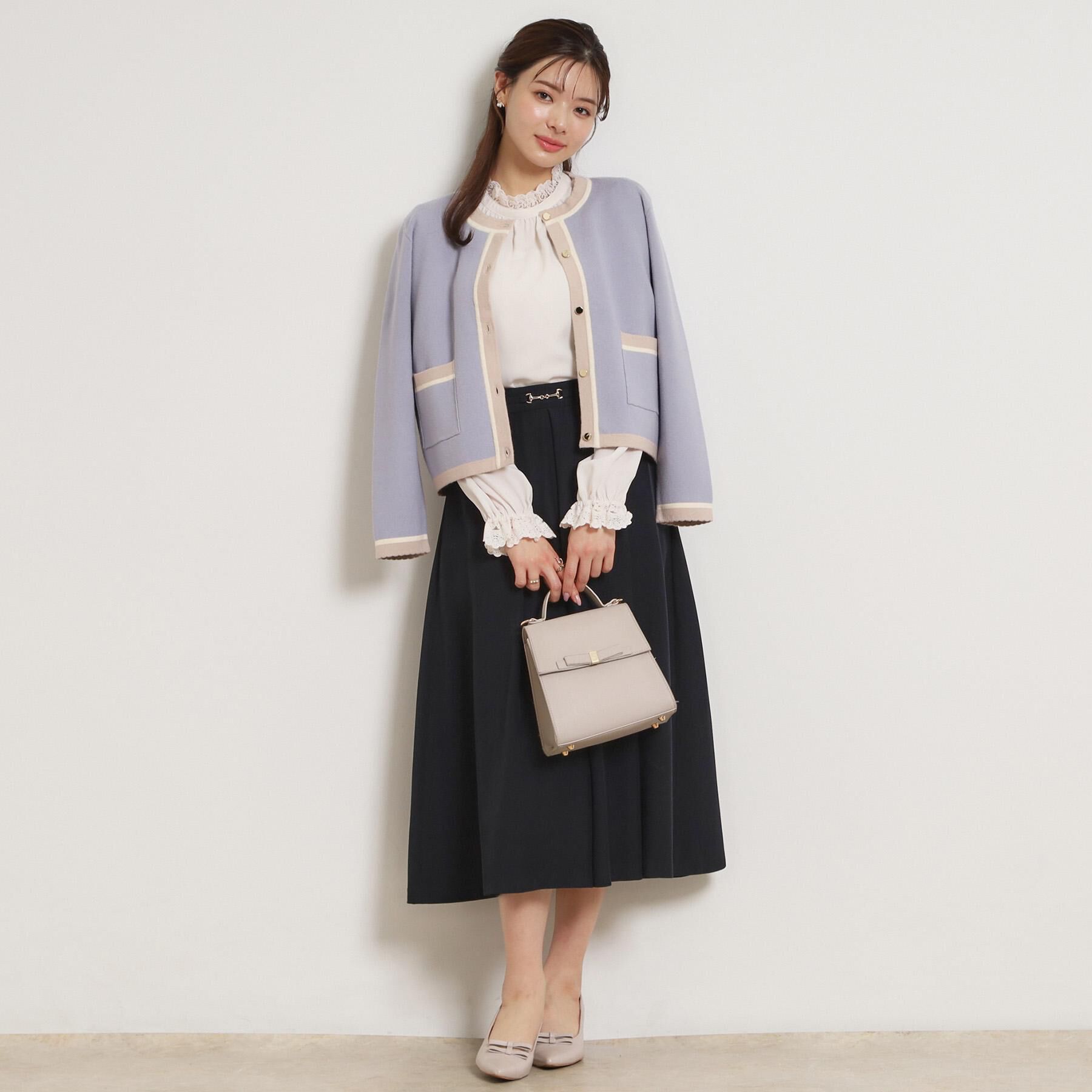 Couture broach「【ハレの日・通勤・着映え】配色 総針カーディガン」|カーディガン|