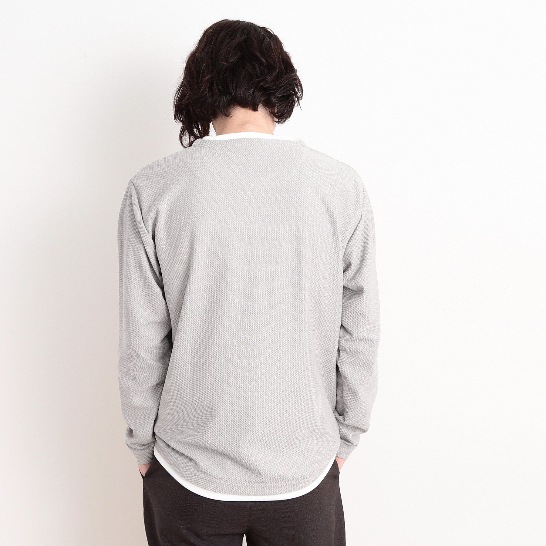 THE SHOP TK「バスケット編みキーネックTシャツ」|Tシャツ・カットソー|