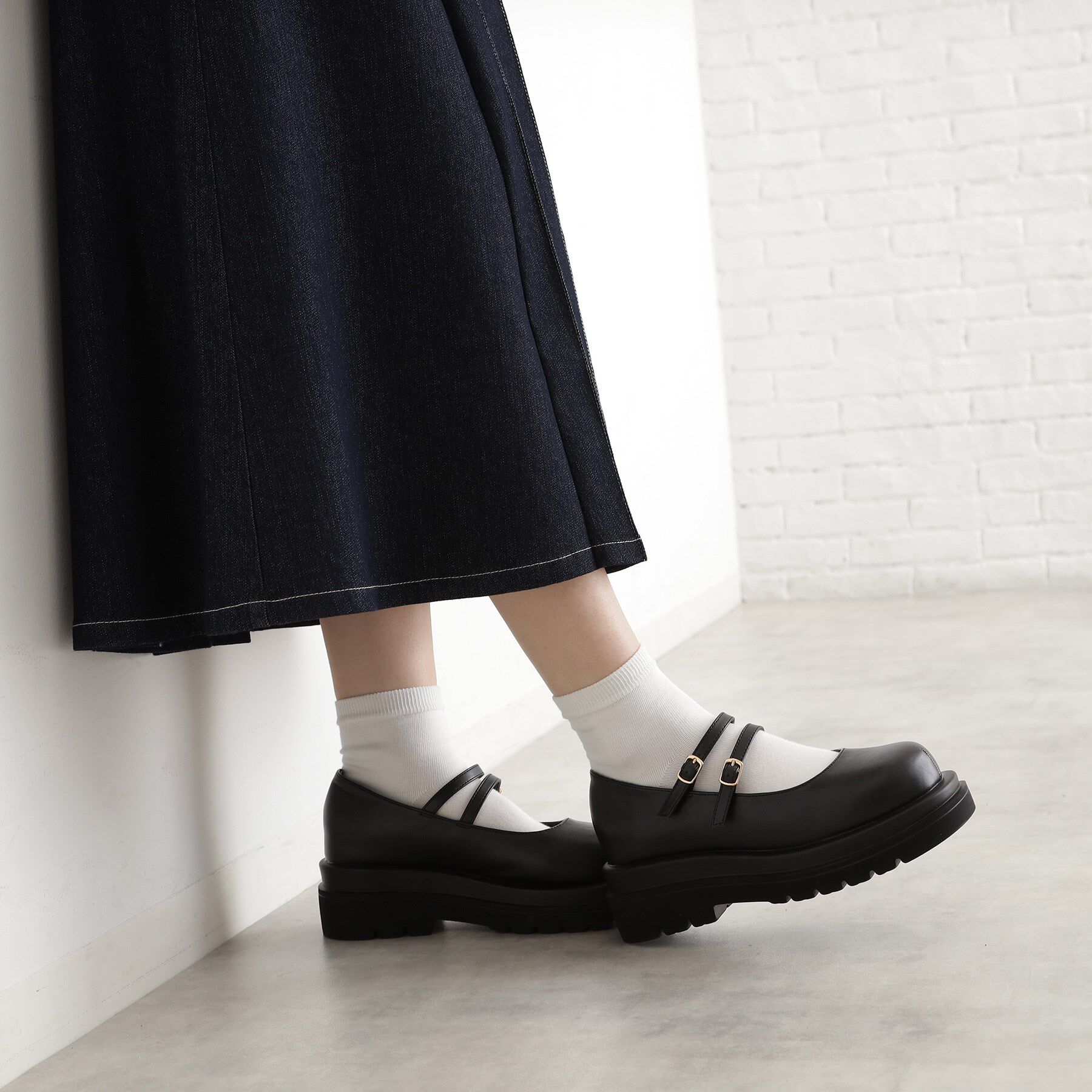 THE SHOP TK「ダブルストラップ厚底シューズ」|パンプス|