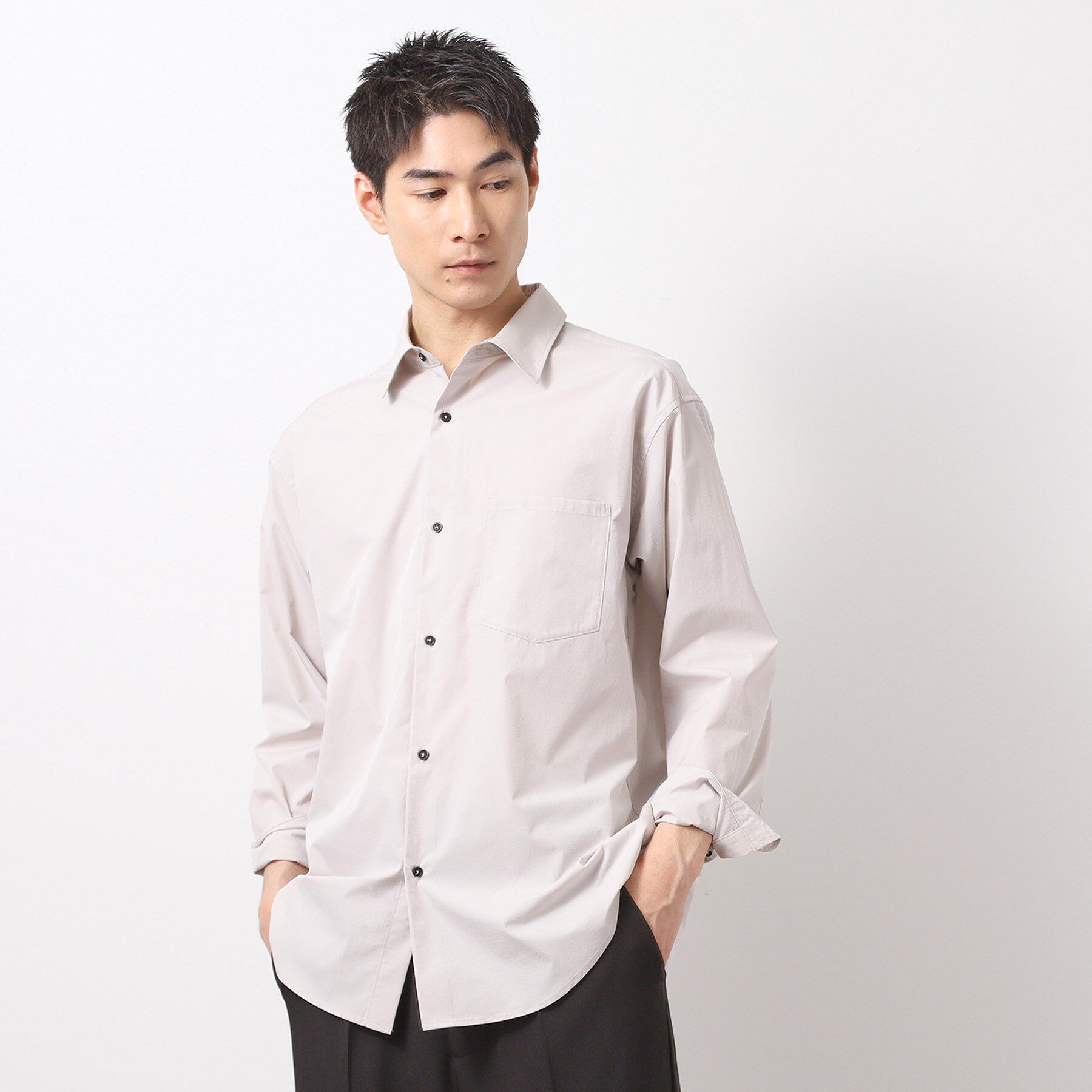 THE SHOP TK「CAVEブロードシャツ【吸水速乾/イージーケア/アンチピリング/洗濯機OK】」|シャツ・ブラウス|ライトベージュ(05