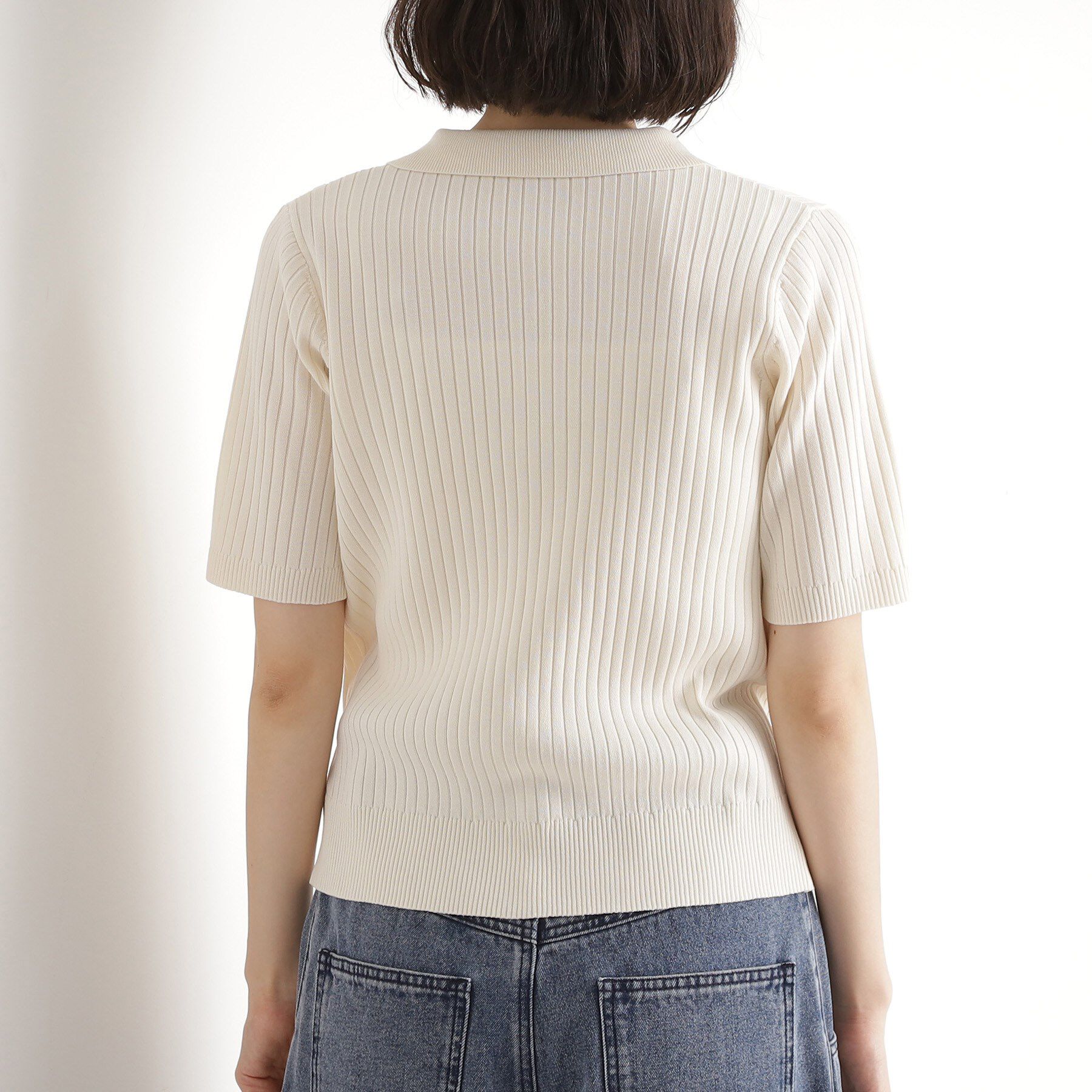 THE SHOP TK「リブニットポロシャツ【洗濯機OK】」|ニット・セーター|