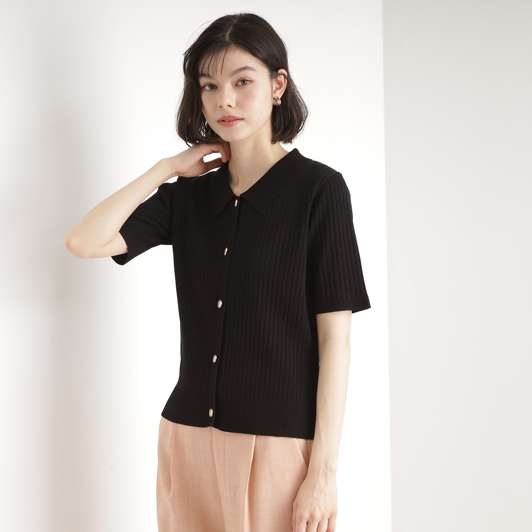 THE SHOP TK「リブニットポロシャツ【洗濯機OK】」|ニット・セーター|