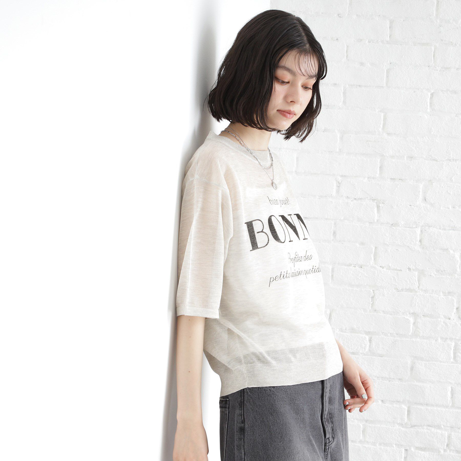 THE SHOP TK「光沢シアーロゴプルオーバー【洗える】」|Tシャツ・カットソー|