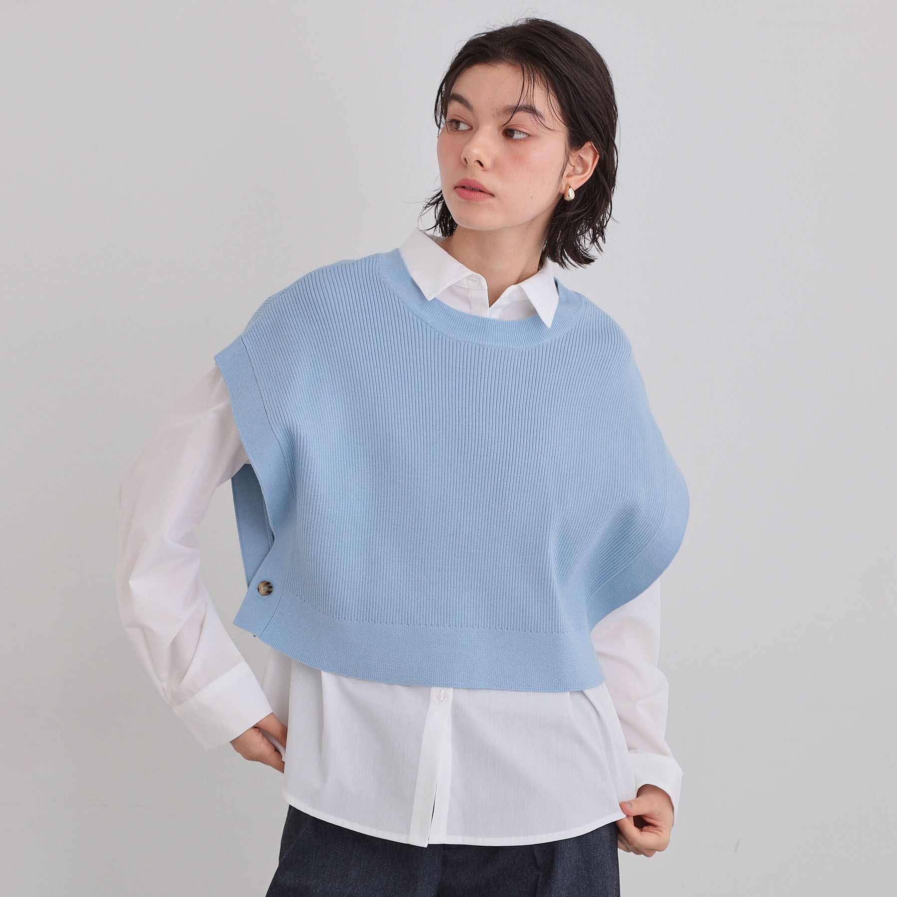 THE SHOP TK「【2点セット】レイヤードスタイルでこなれ見え ニットベスト＆シャツ」|その他|