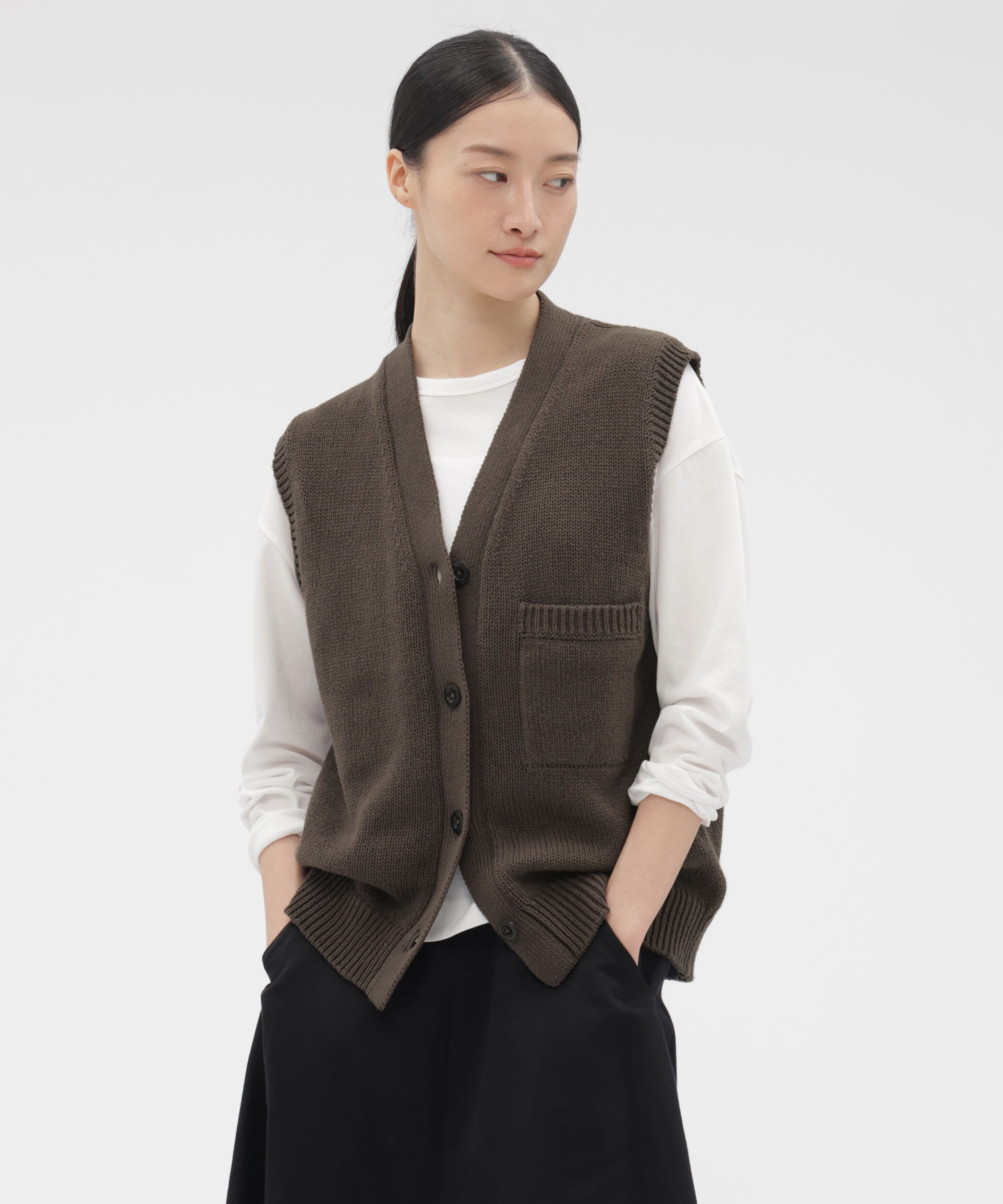 MHL.「RECYCLED COTTON KNITWEAR」|ニット・セーター|DARK BROWN2