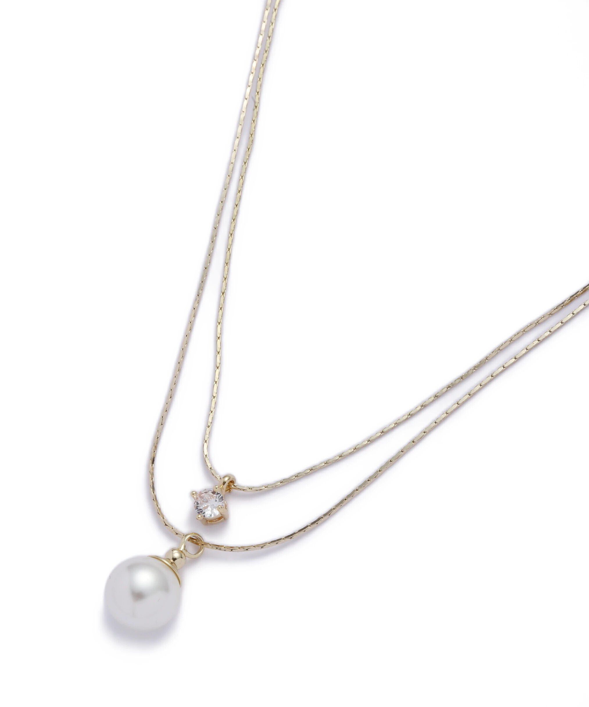 「パール＆ストーンプチペンダント」|ネックレス|