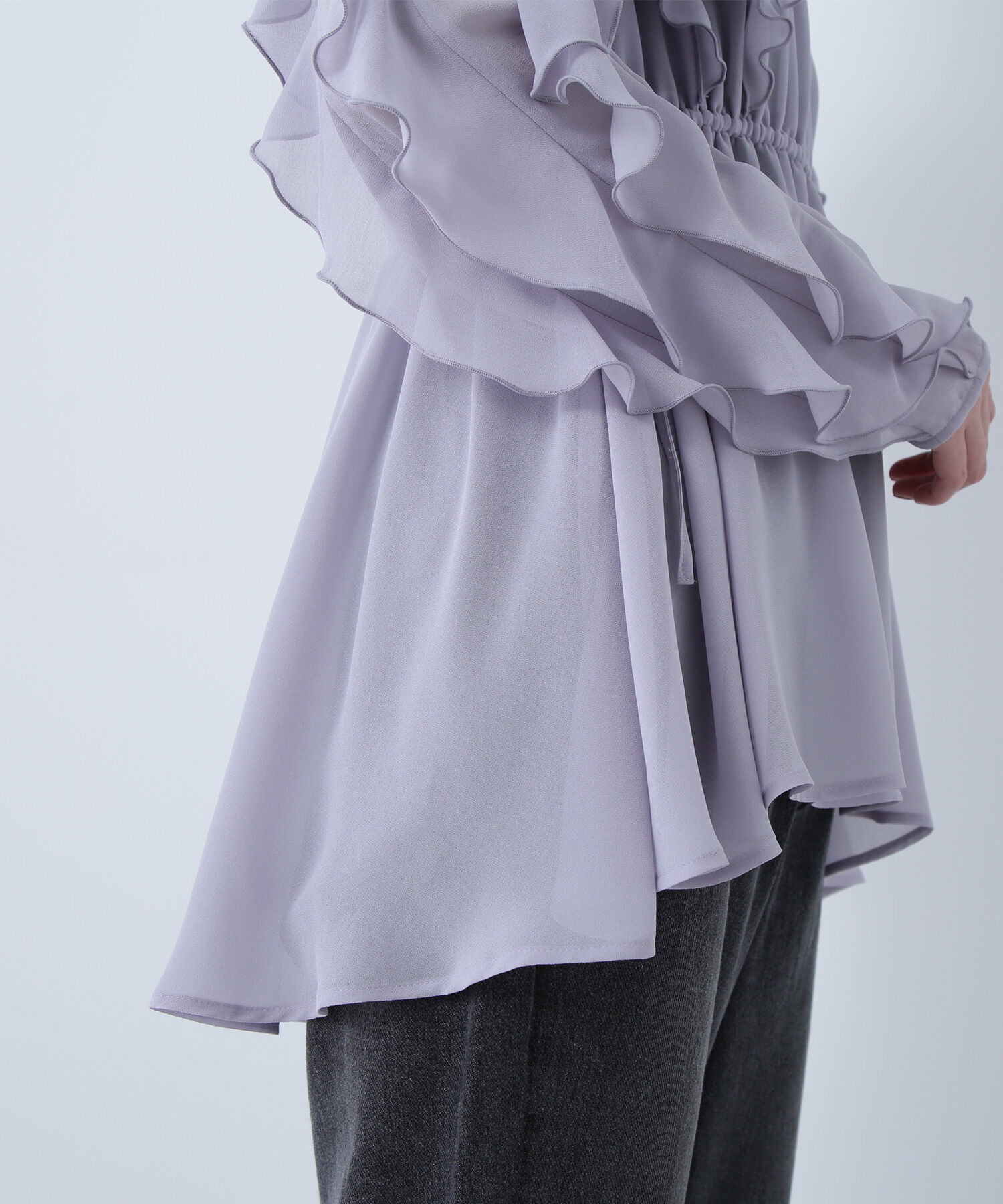 「ラッフルスリーブチュニックブラウス」|シャツ・ブラウス|