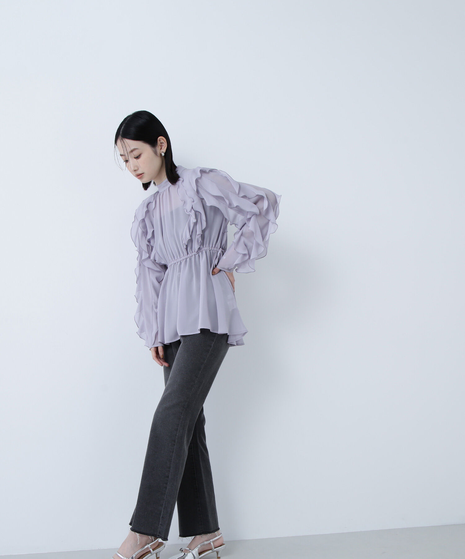  「ラッフルスリーブチュニックブラウス」|シャツ・ブラウス|