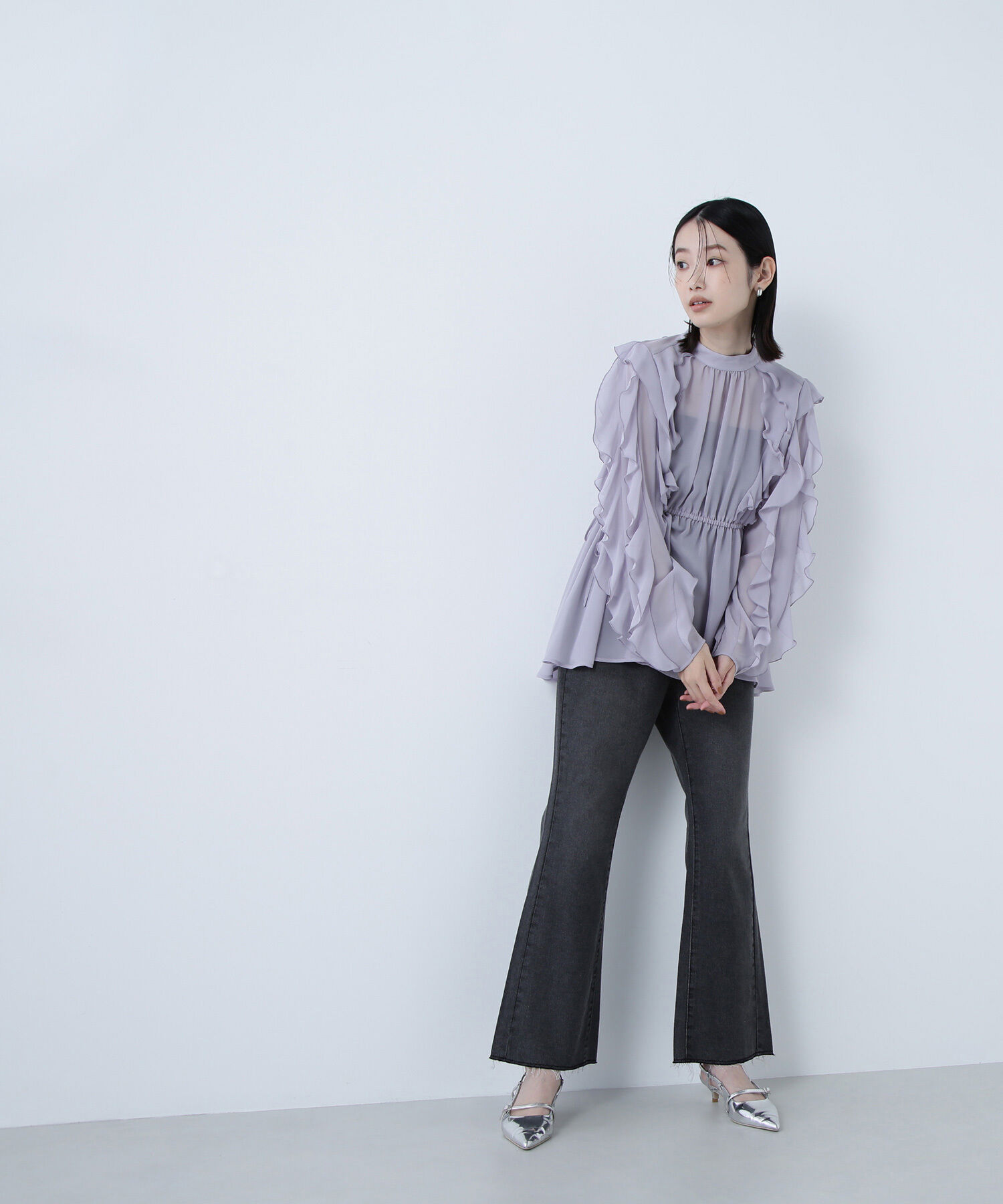  「ラッフルスリーブチュニックブラウス」|シャツ・ブラウス|