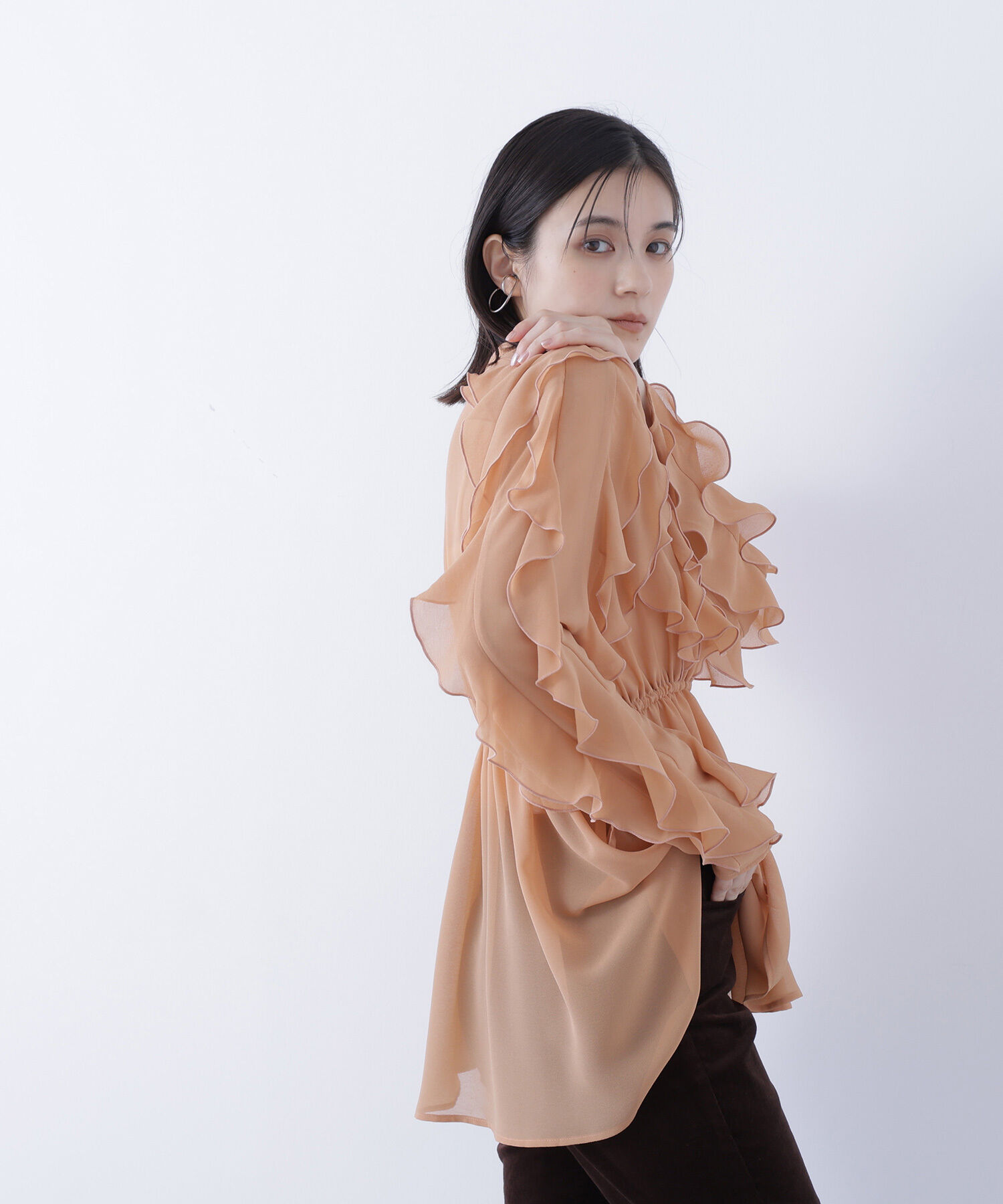  「ラッフルスリーブチュニックブラウス」|シャツ・ブラウス|