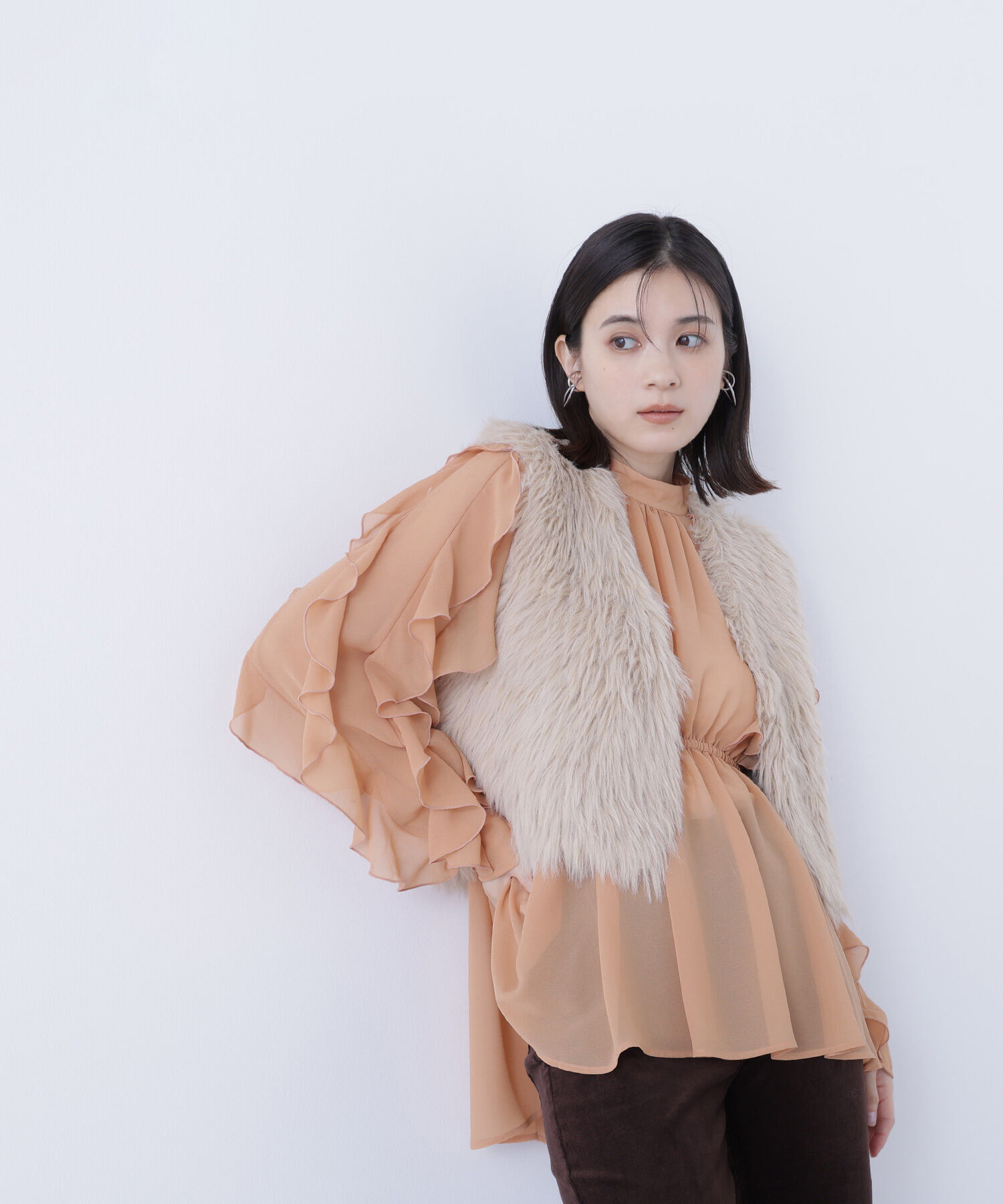  「ラッフルスリーブチュニックブラウス」|シャツ・ブラウス|