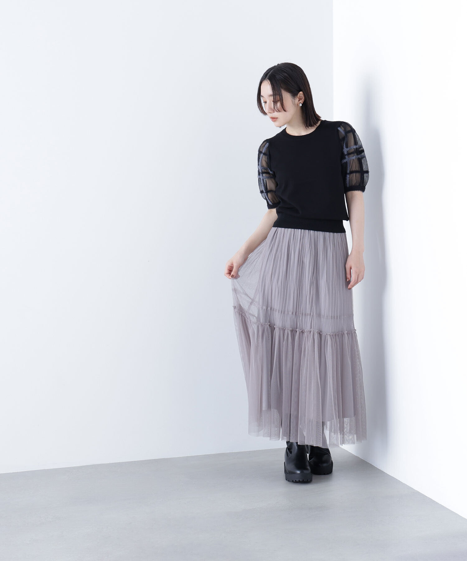  「プリーツチュールスカート」|スカート|