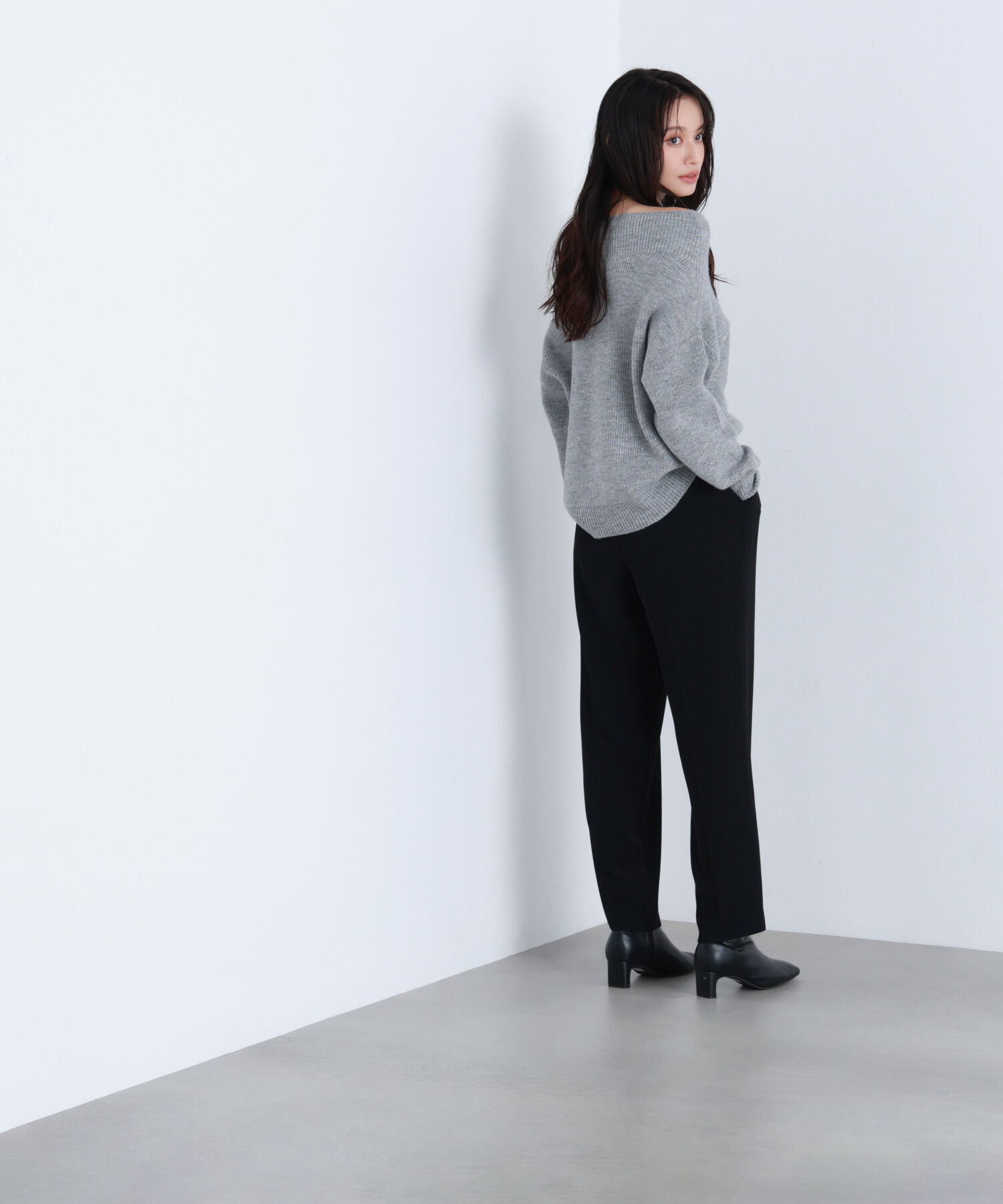  「オフショルボクシーラメニット」|ニット・セーター|