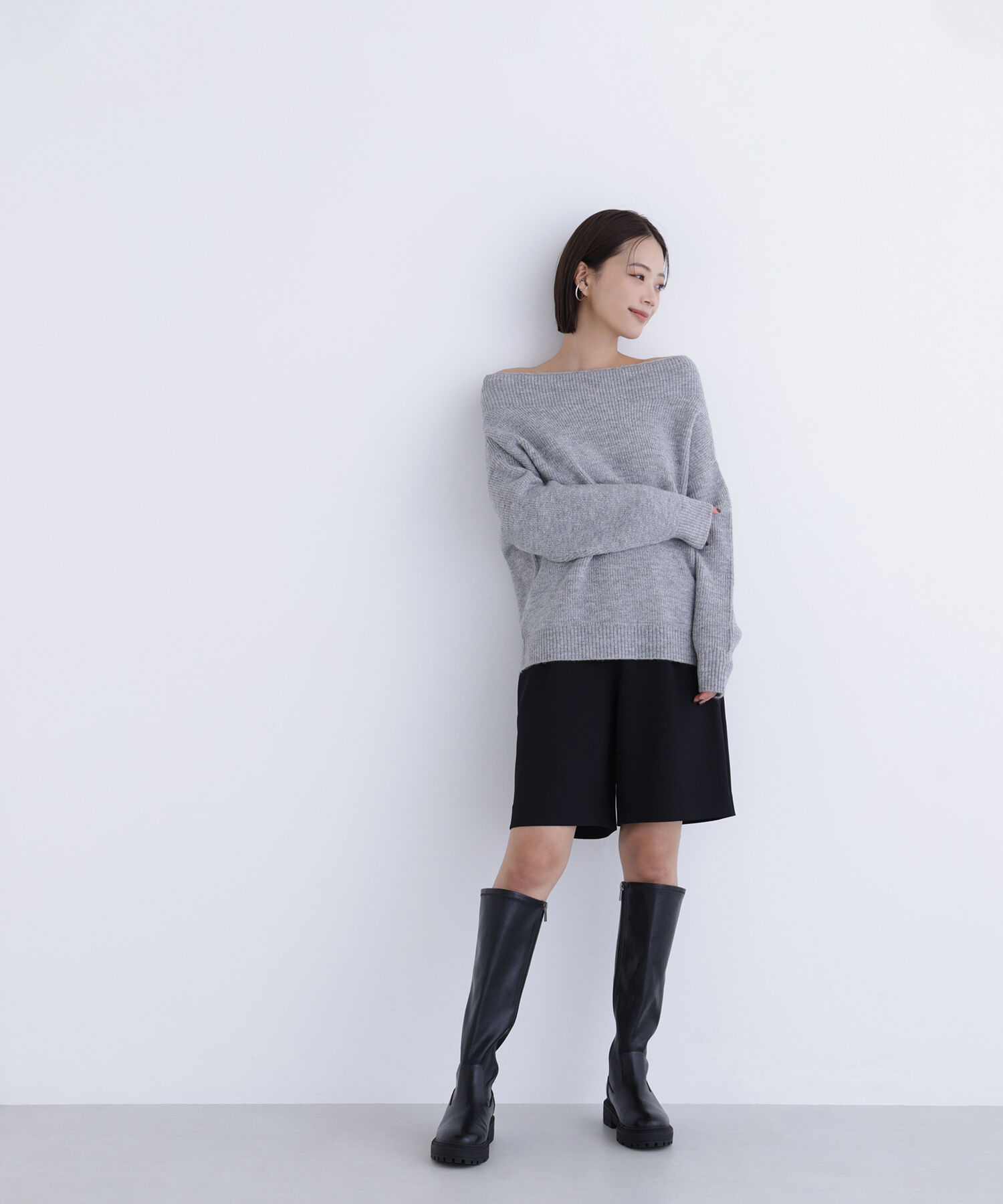  「オフショルボクシーラメニット」|ニット・セーター|