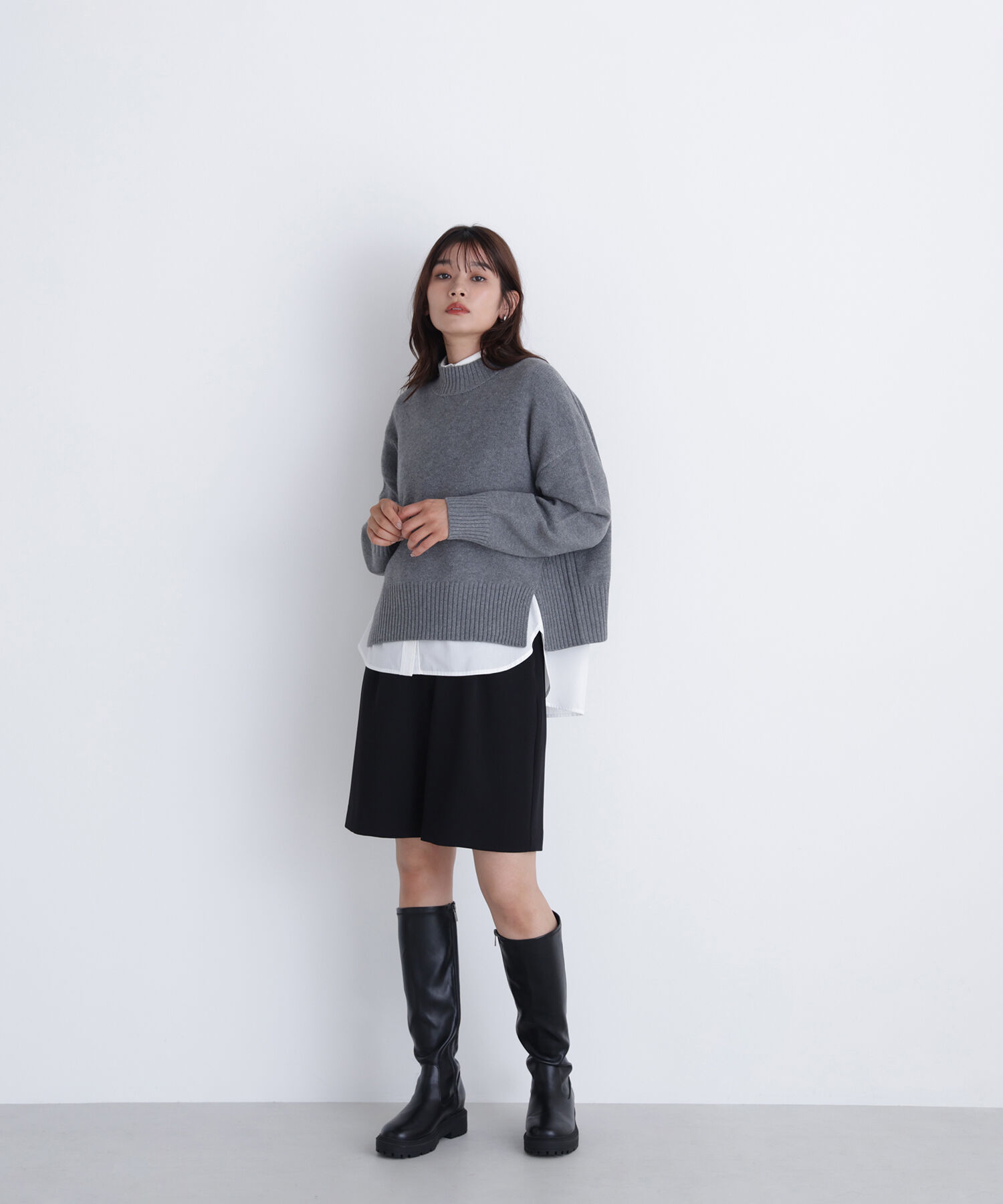  「サイドスリットハイネックニット」|ニット・セーター|