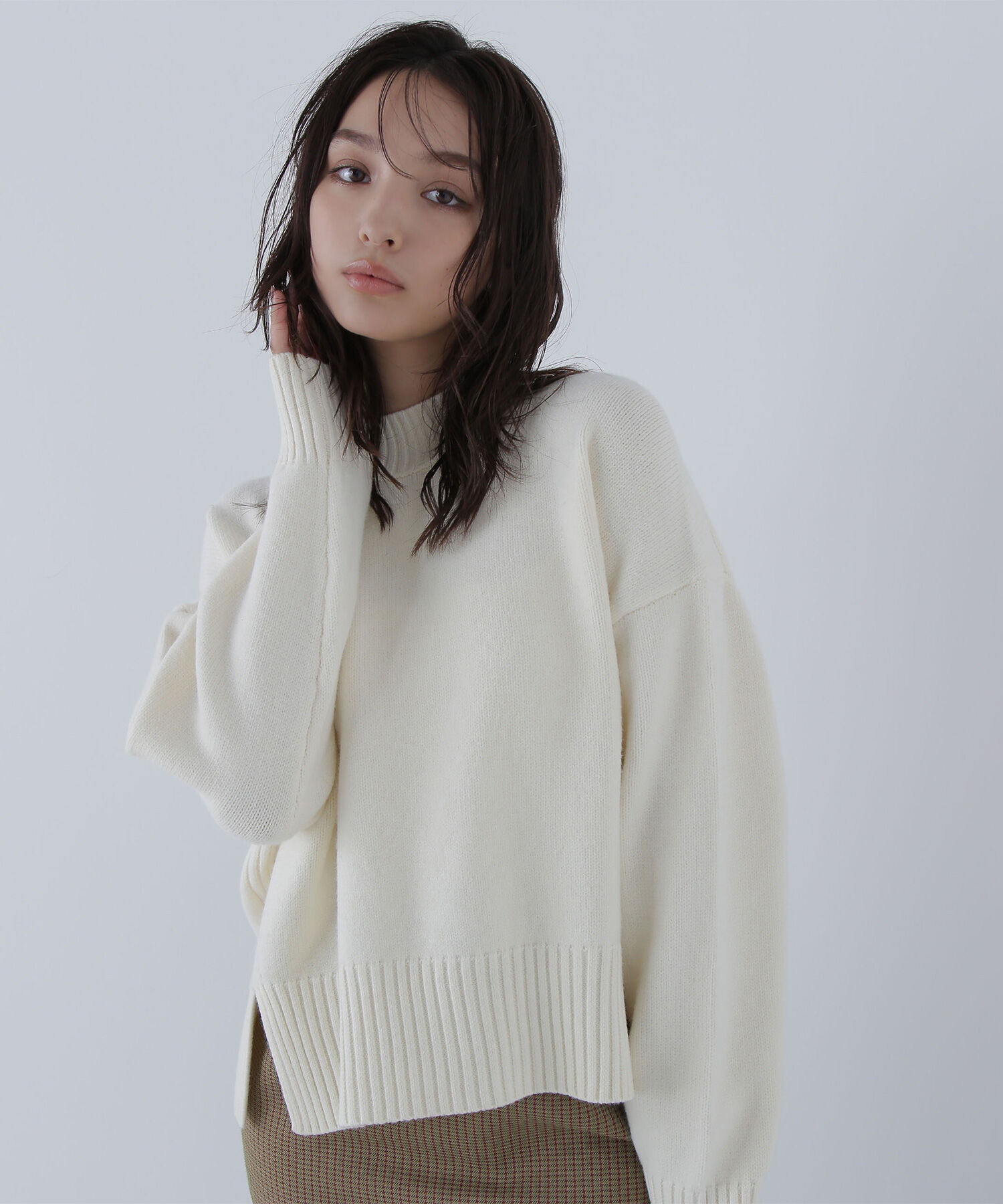  「サイドスリットハイネックニット」|ニット・セーター|